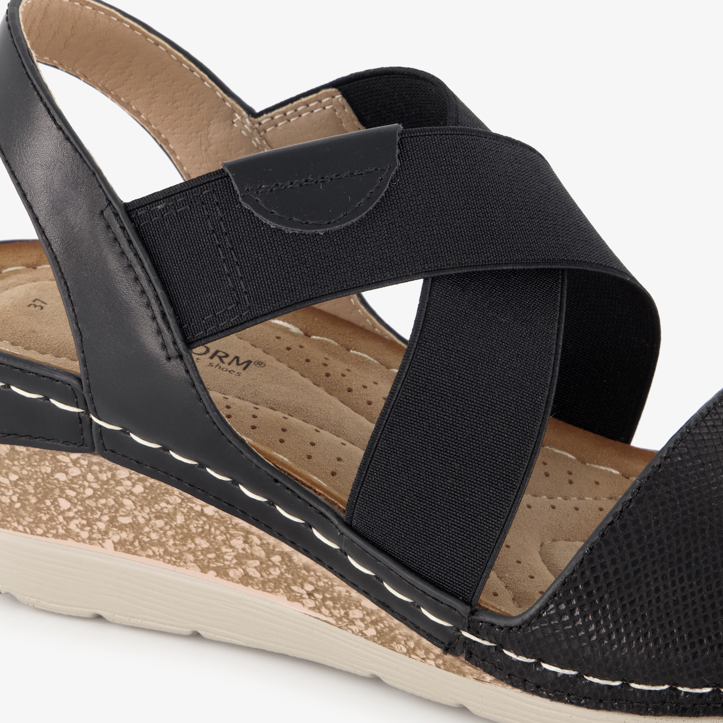 Natuform dames sandalen met sleehak zwart – foto 5