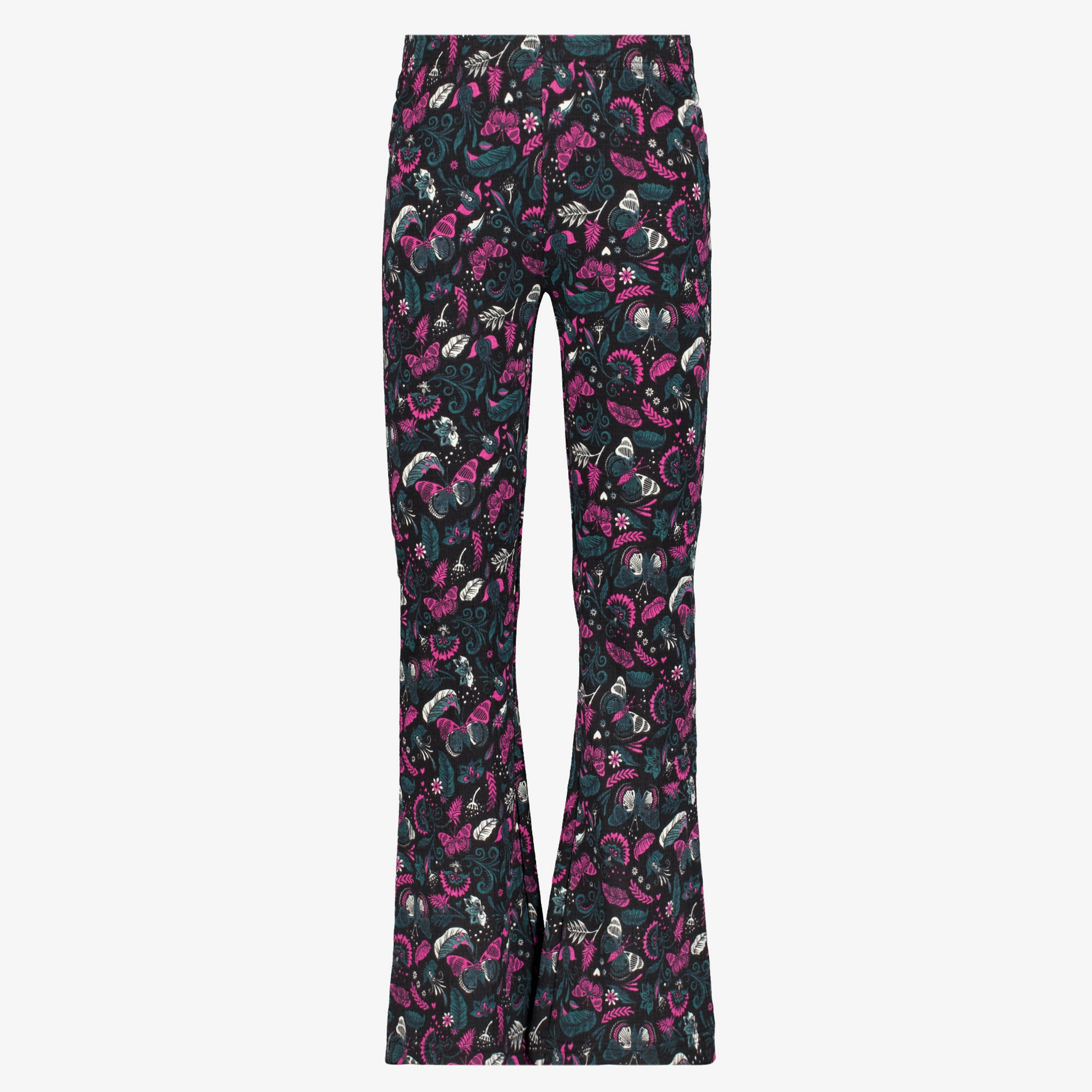 TwoDay flared meisjes broek zwart met print
