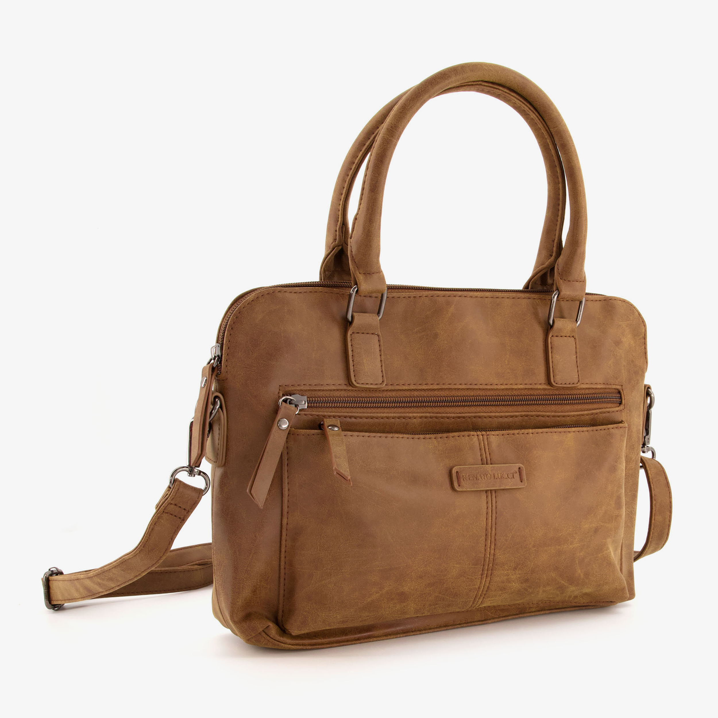 Renato Lucci dames schoudertas camel bruin