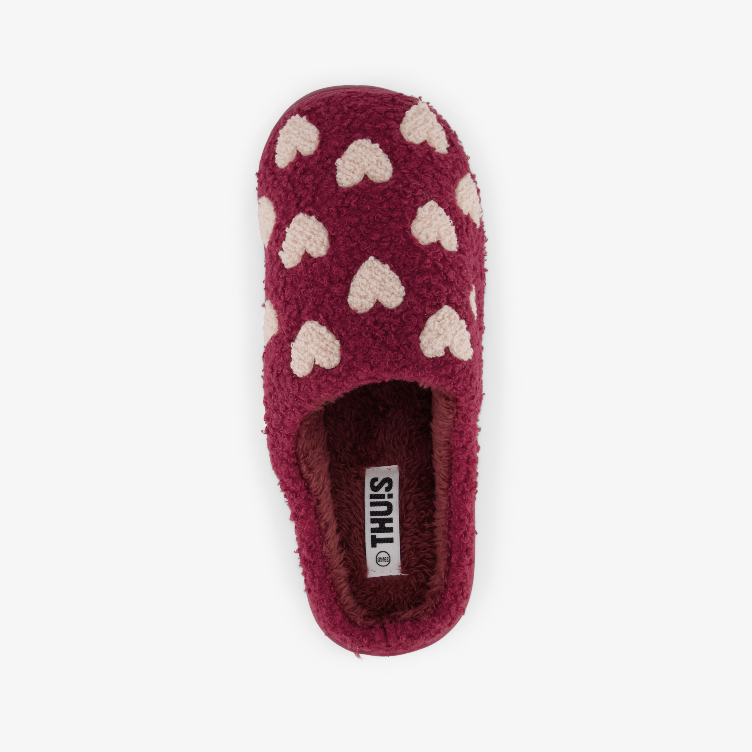 Thu!s dames teddy instap pantoffels met hartjes roze – foto 4