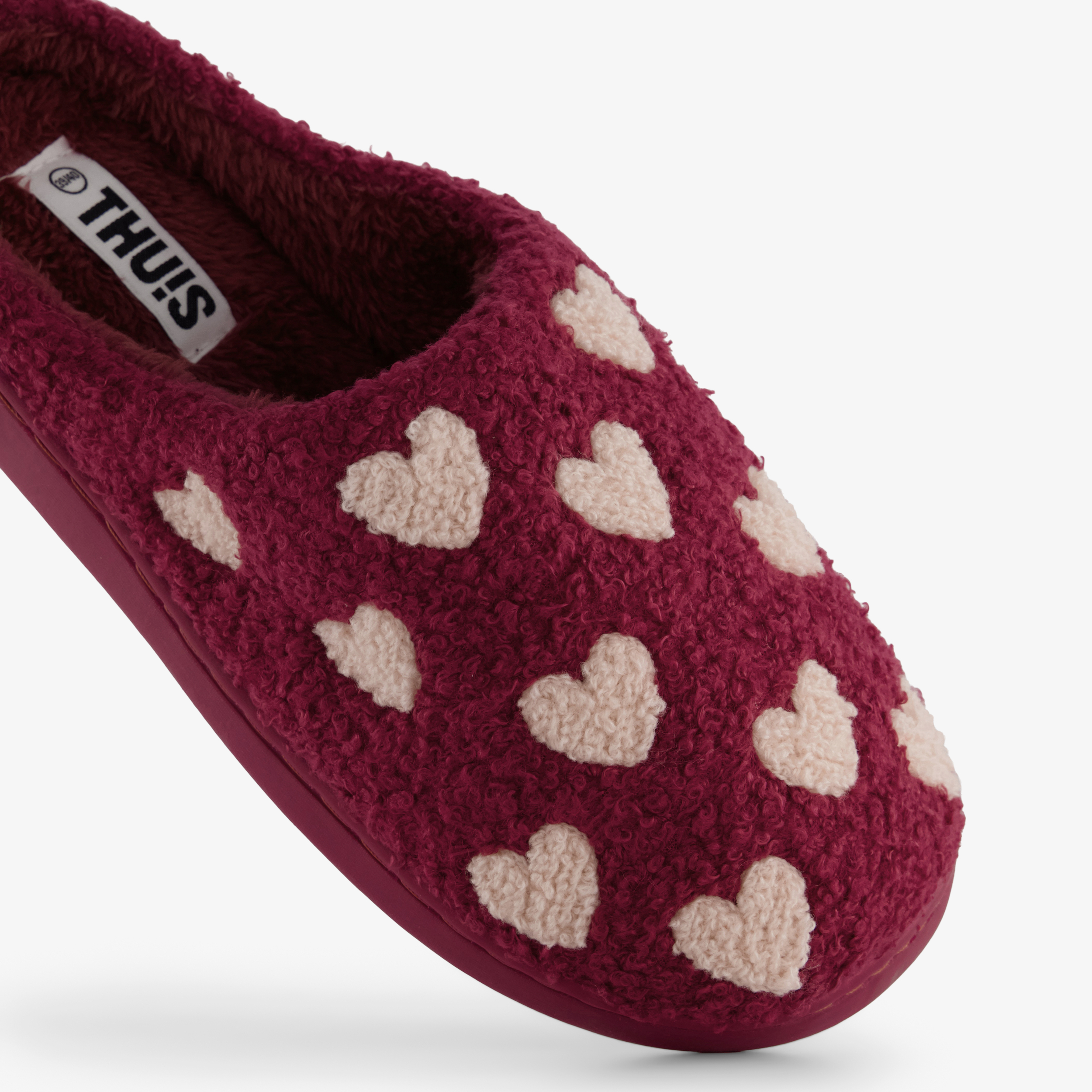 Thu!s dames teddy instap pantoffels met hartjes roze – foto 5