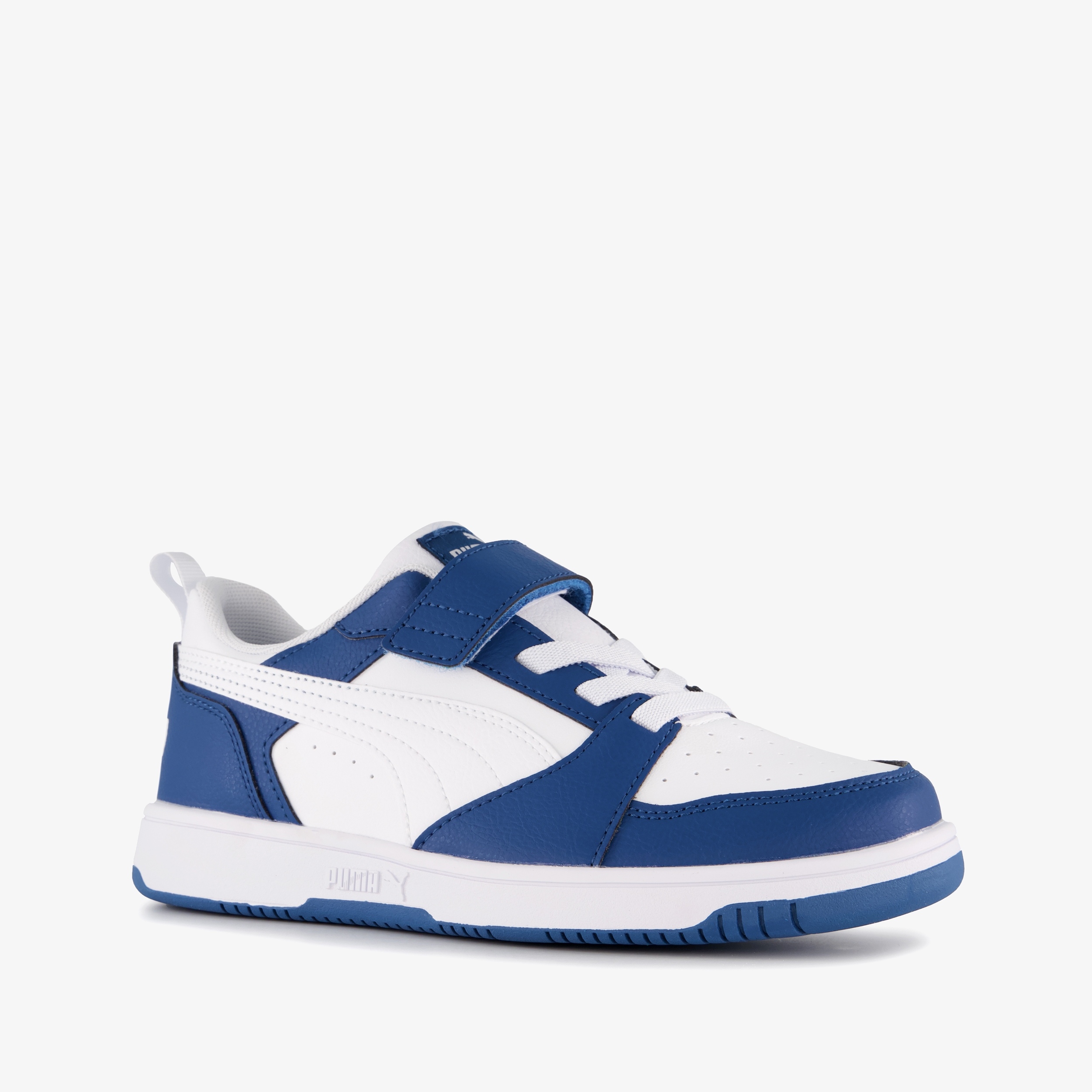 Puma Rebound V6 LO kinder sneakers wit blauw