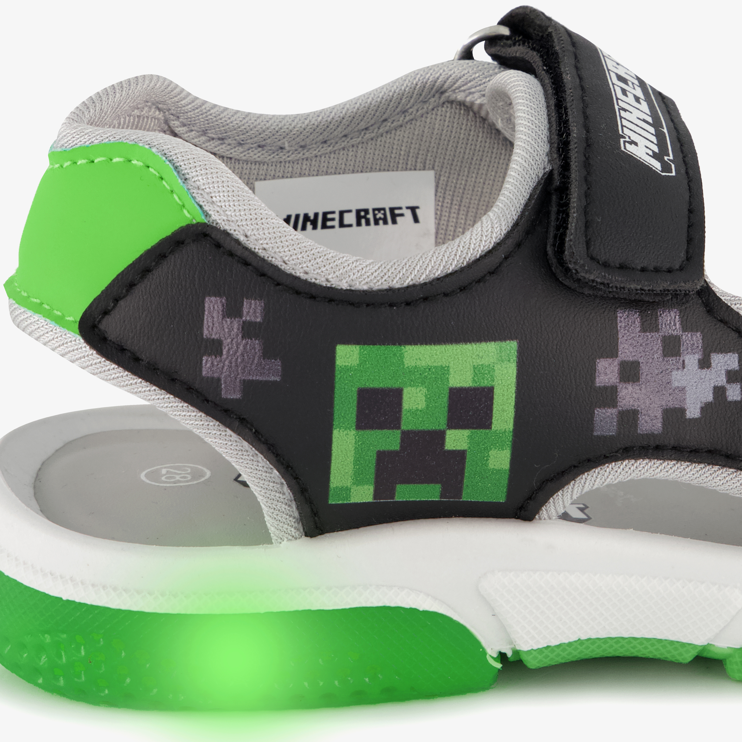 Minecraft jongens sandalen met lichtjes zwart groen – foto 5