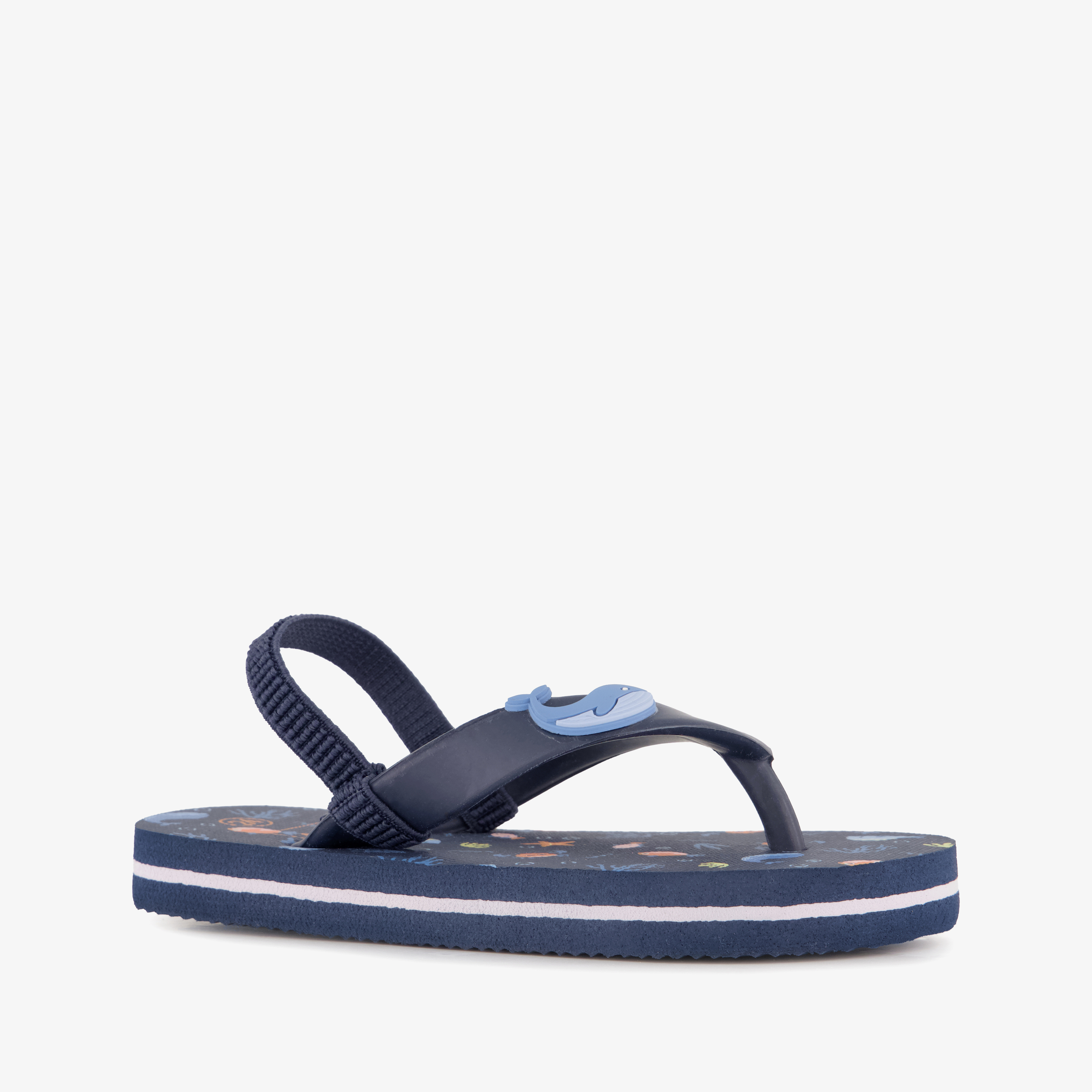 Kinder teenslippers met hielbandje en zeedieren blauw meisjes