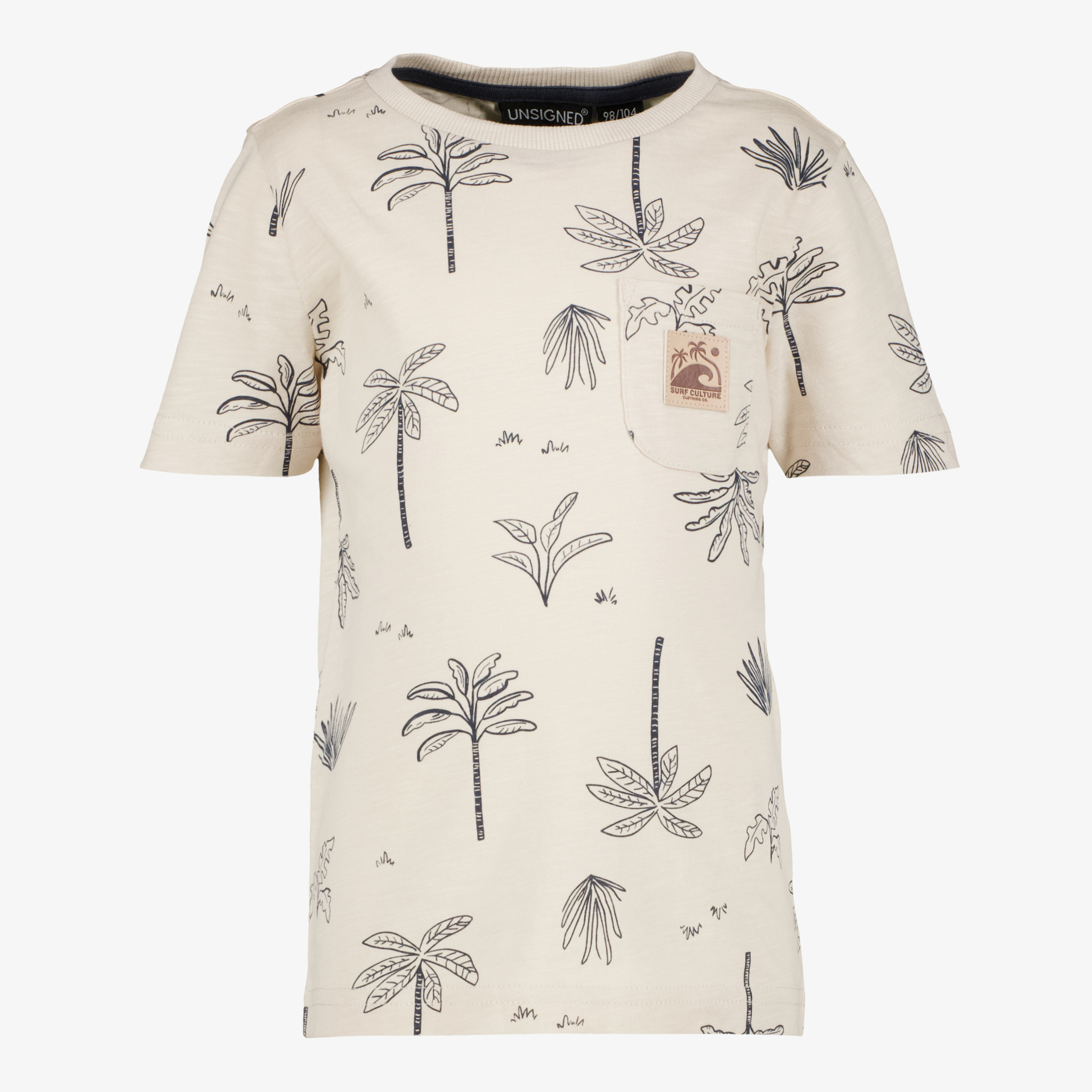 Unsigned jongens T-shirt met palmbomen beige