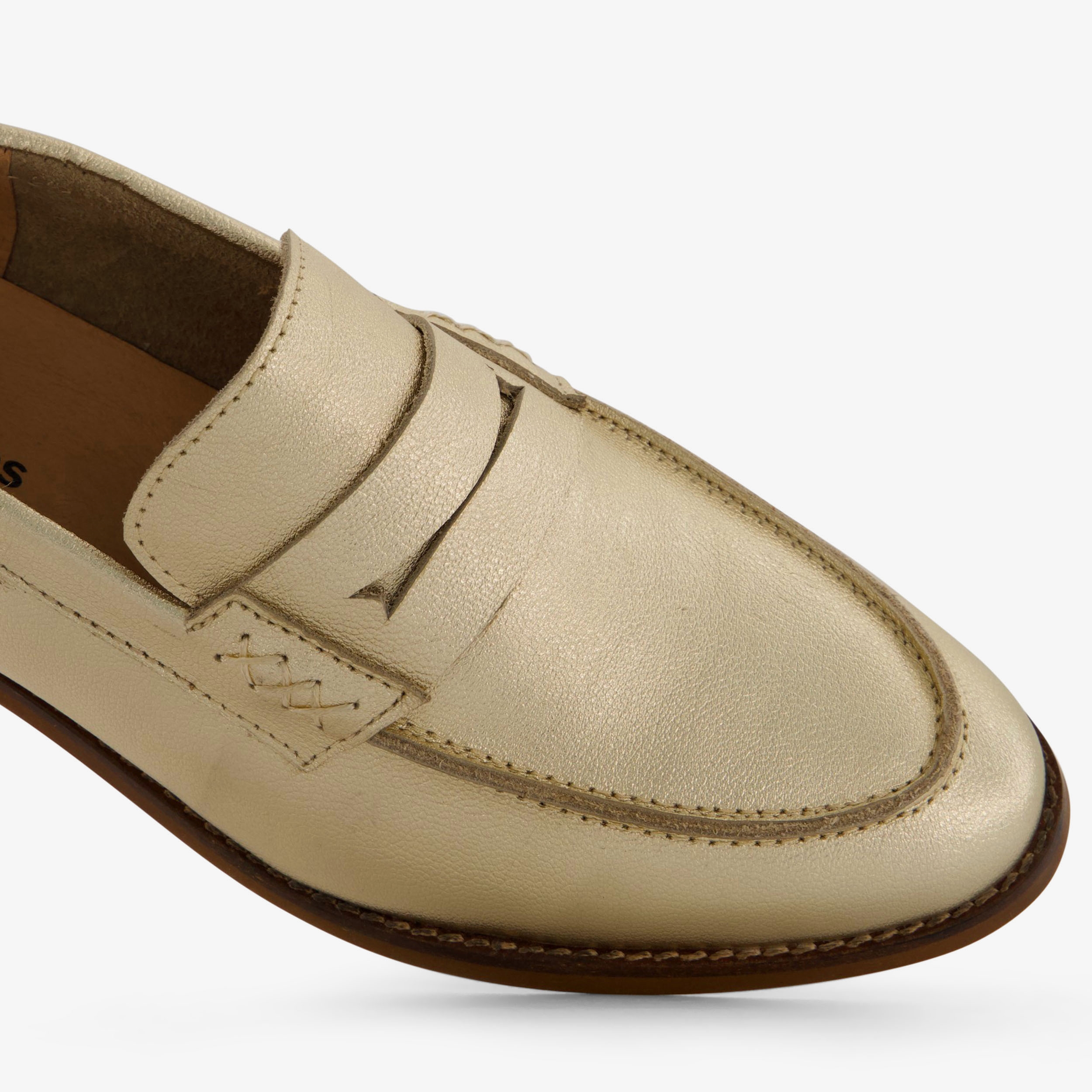 Hush Puppies leren dames loafers metallic goud