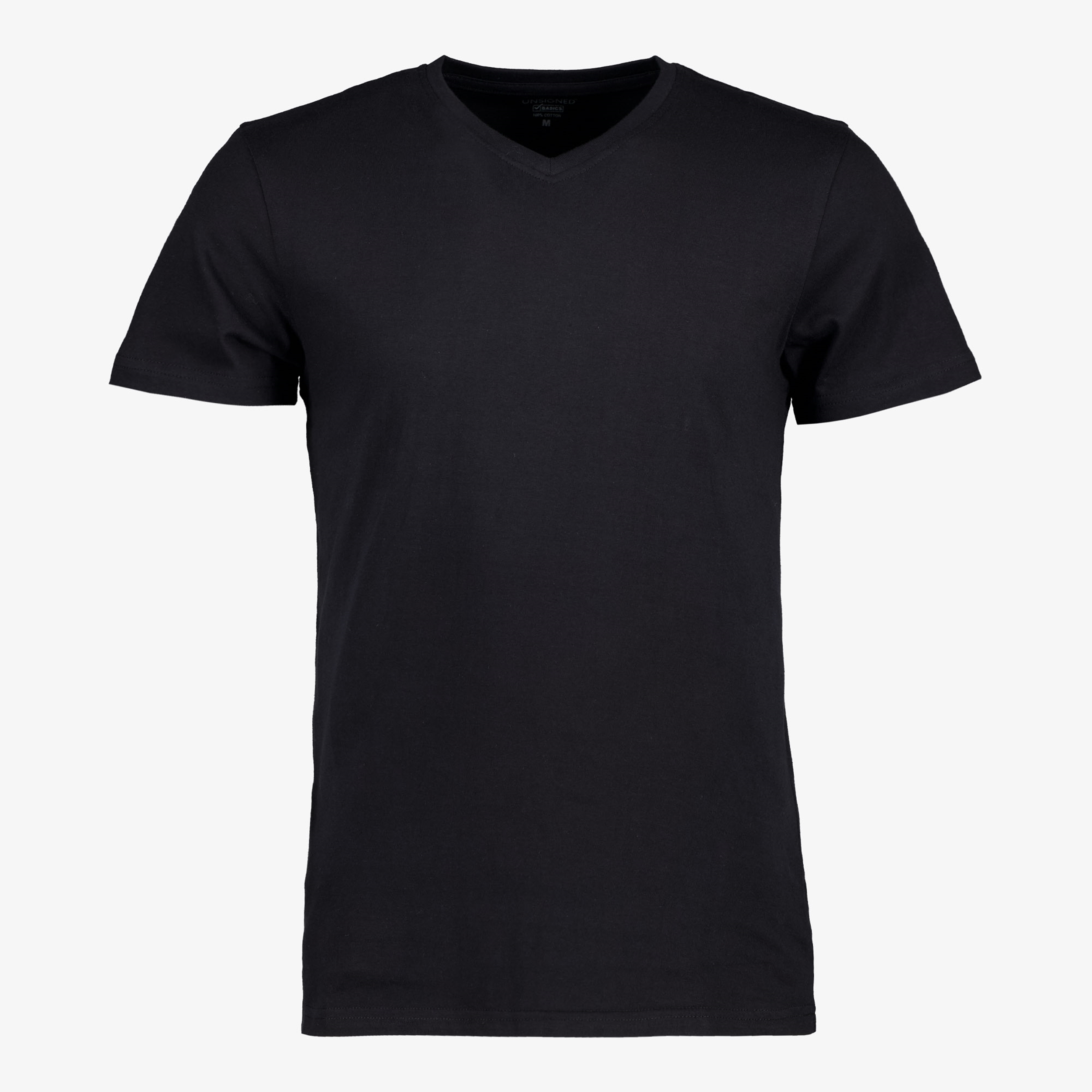 Unsigned heren T-shirt zwart V-hals t-shirts & tops