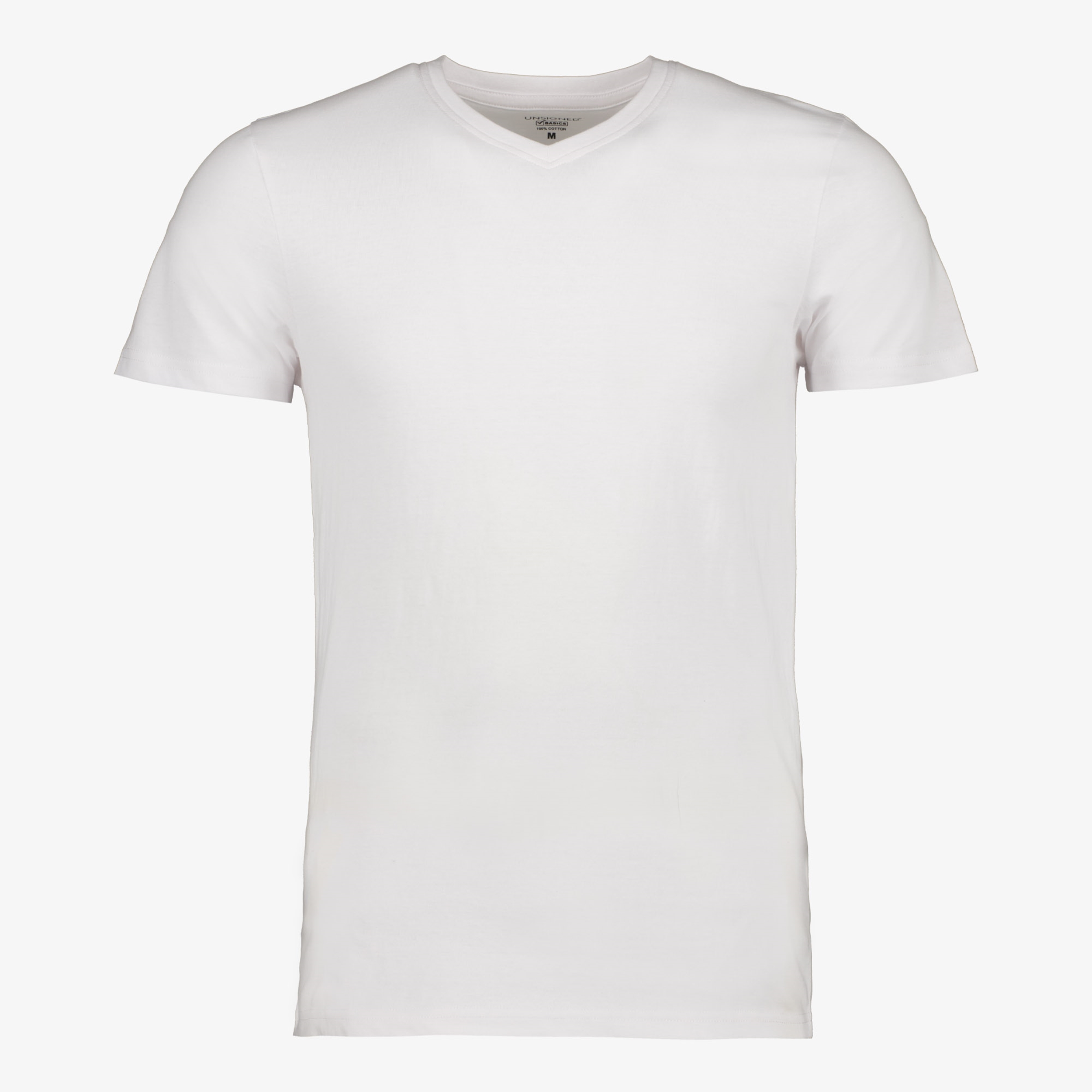 Unsigned heren T-shirt wit katoen V-hals