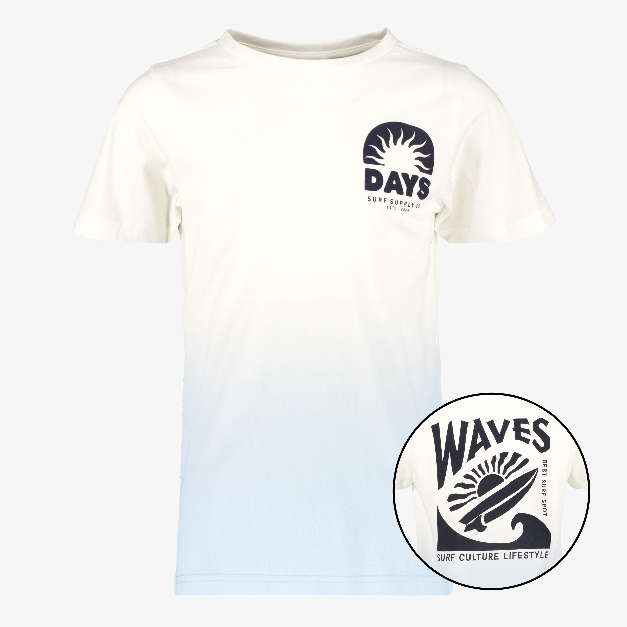 Unsigned jongens T-shirt met backprint wit blauw