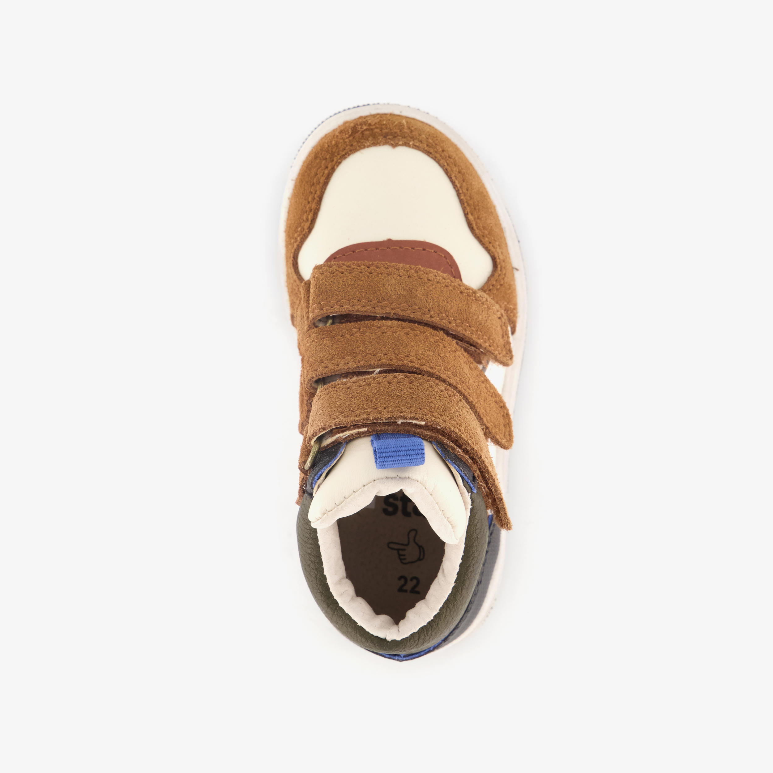 Stap hoge leren jongens sneakers cognac – foto 4