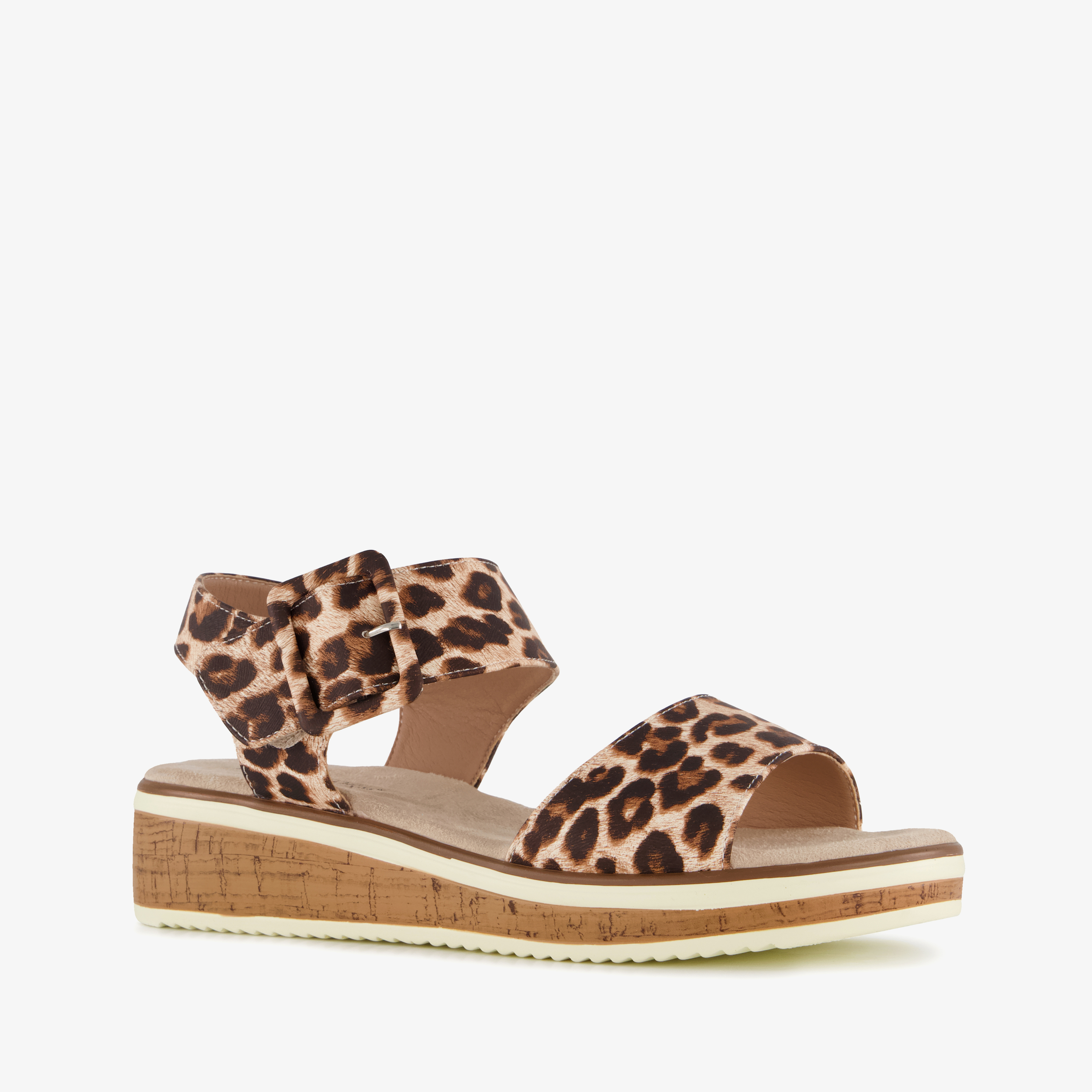 Natuform dames sandalen met panterprint beige bruin