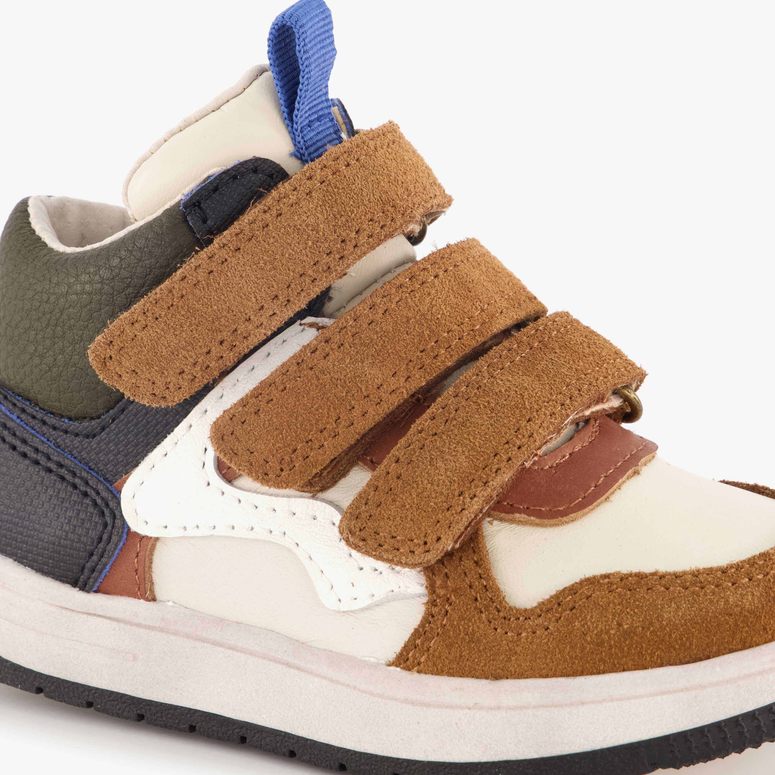 Stap hoge leren jongens sneakers cognac – foto 5