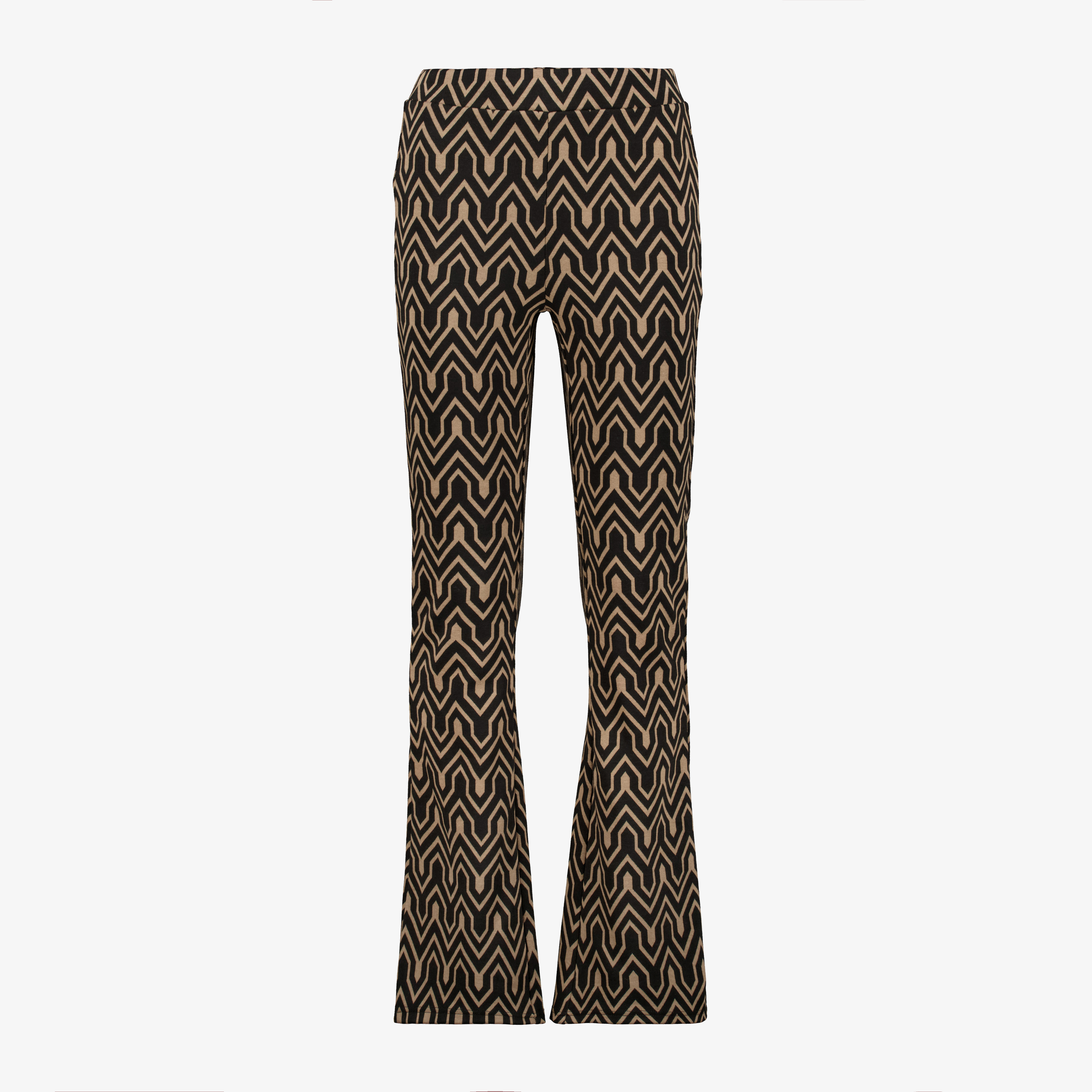 TwoDay flared dames broek met grafisch print zwart bruin broeken & shorts