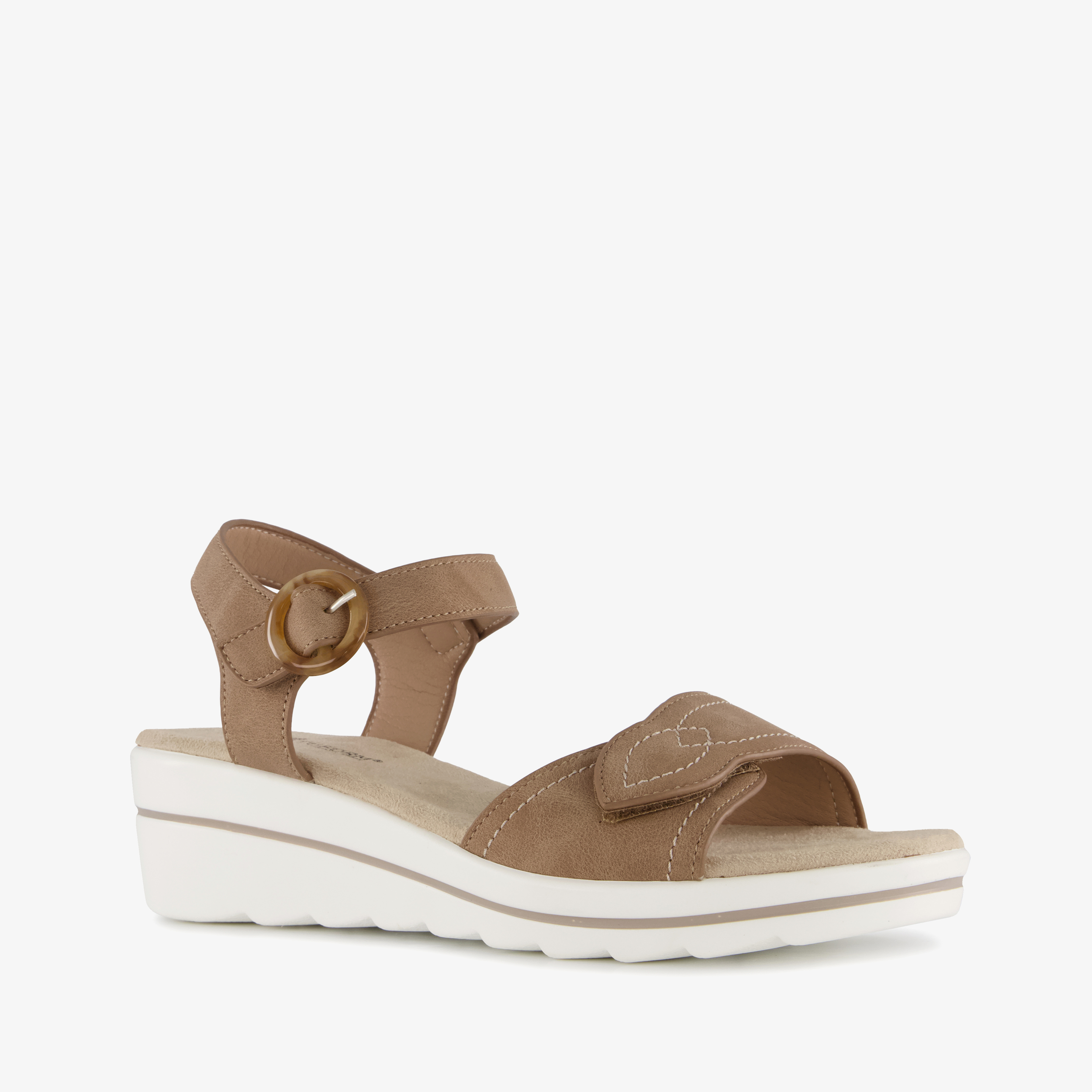 Natuform dames sandalen met sleehak cognac bruin