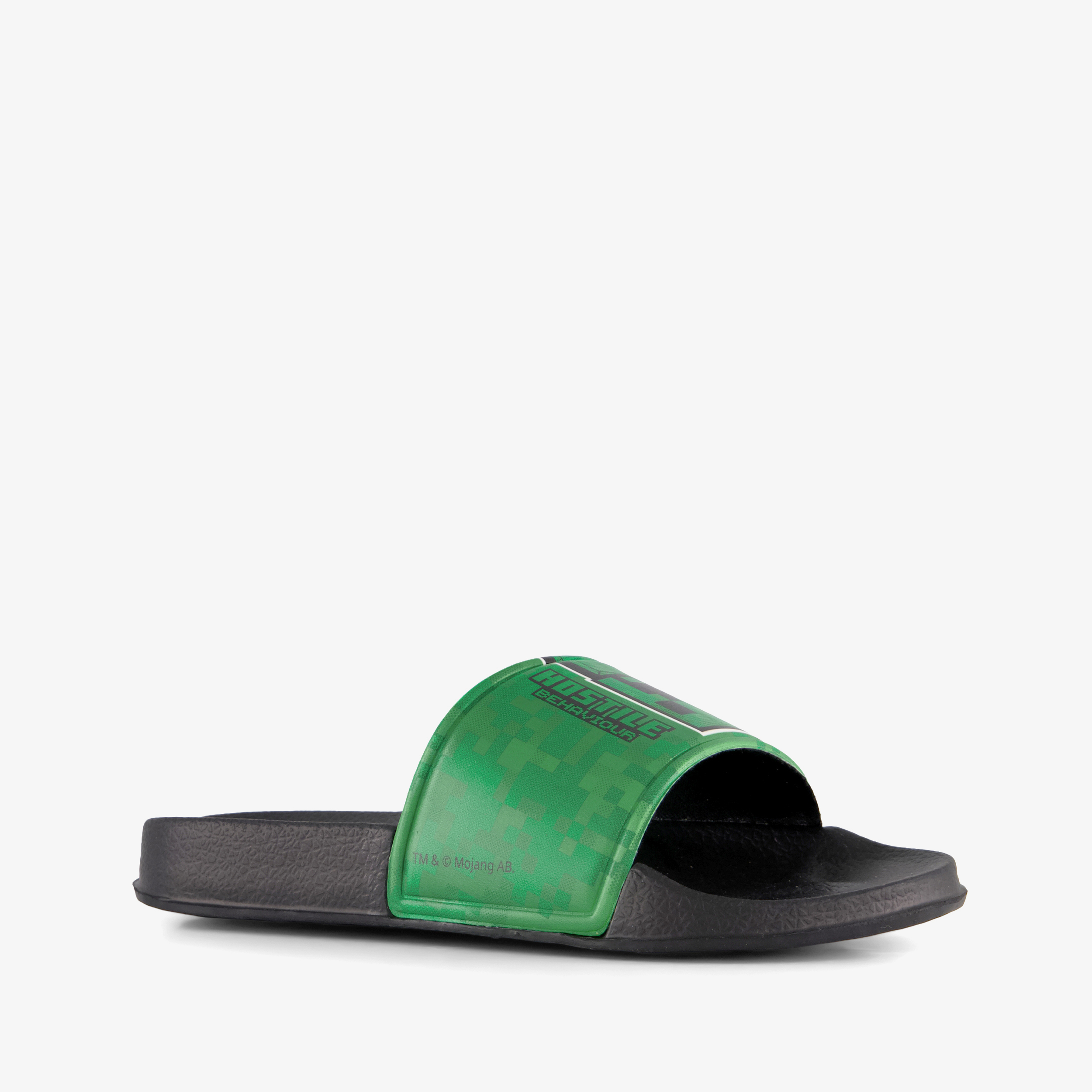 Minecraft kinder badslippers zwart groen meisjes