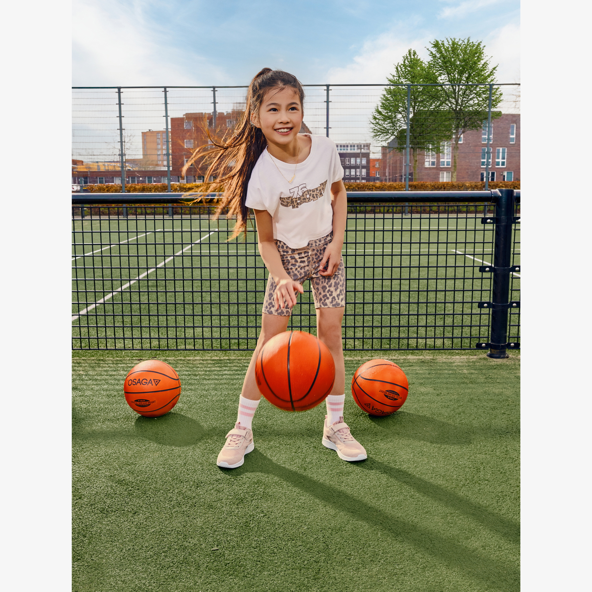Osaga cropped meisjes sport T-shirt met tekstopdruk wit t-shirts & tops – foto 3