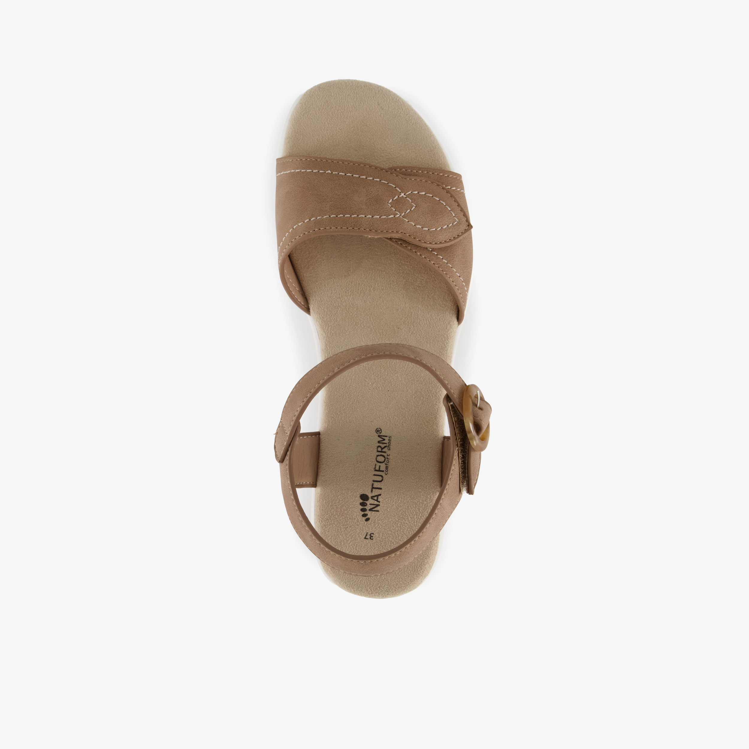 Natuform dames sandalen met sleehak cognac bruin – foto 4