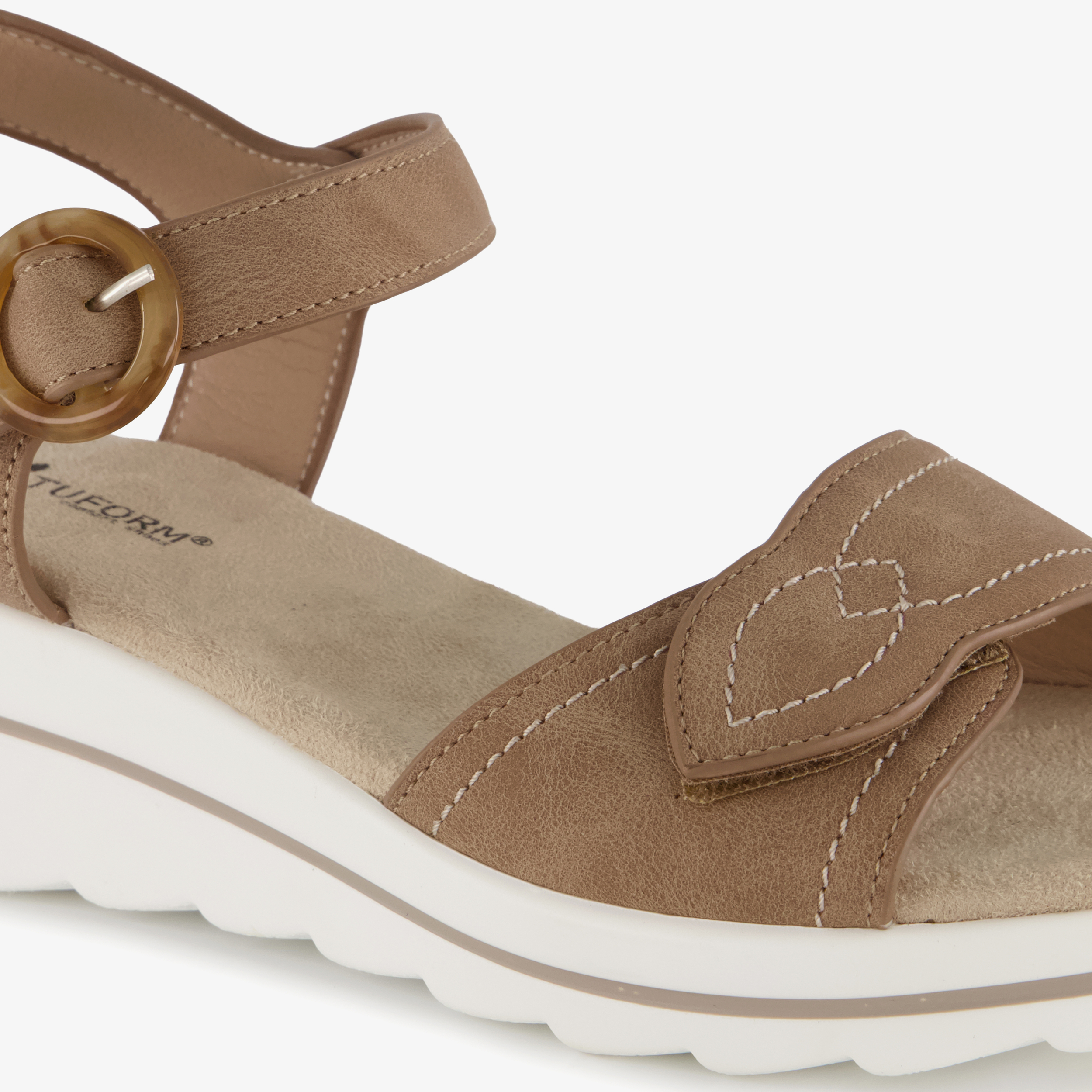 Natuform dames sandalen met sleehak cognac bruin – foto 5