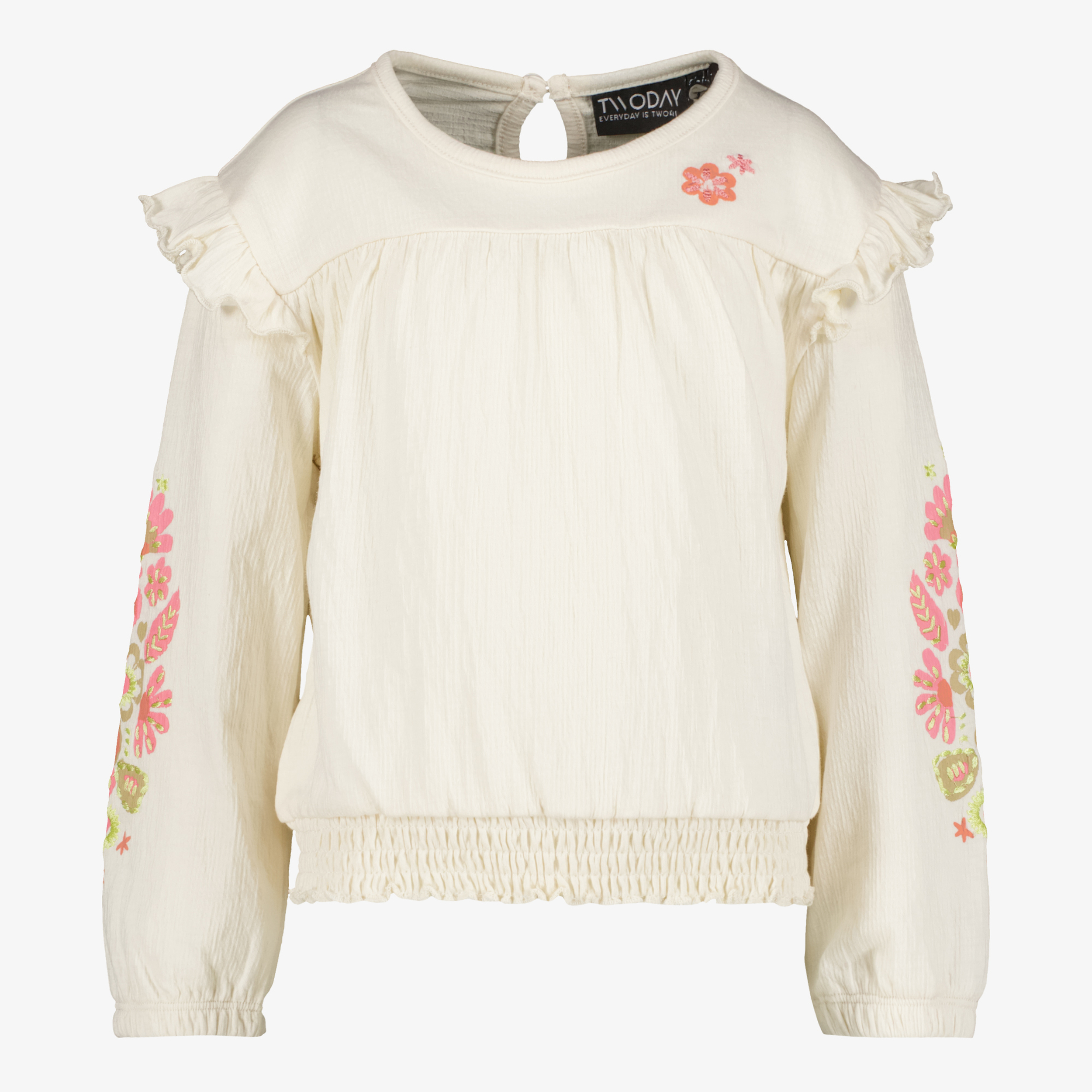 TwoDay meisjes sweater met borduursels wit