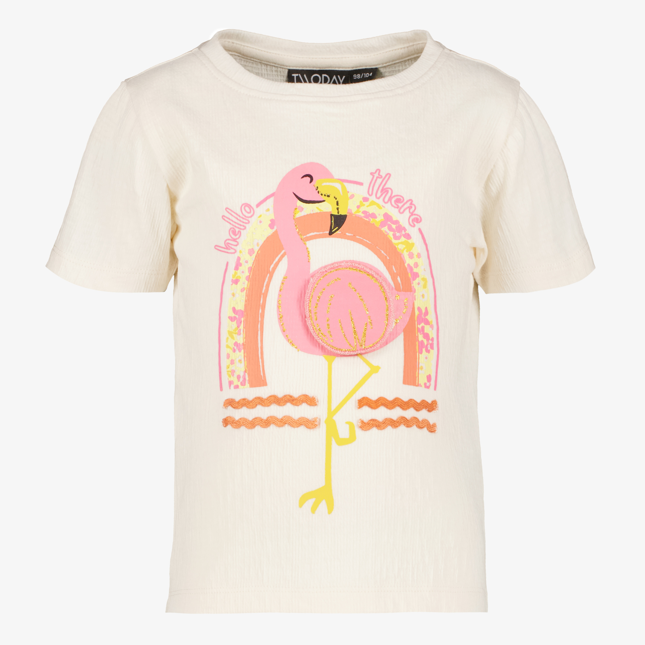 TwoDay meisjes T-shirt met flamingo beige TwoDay meisjes T-shirt met flamingo beige
