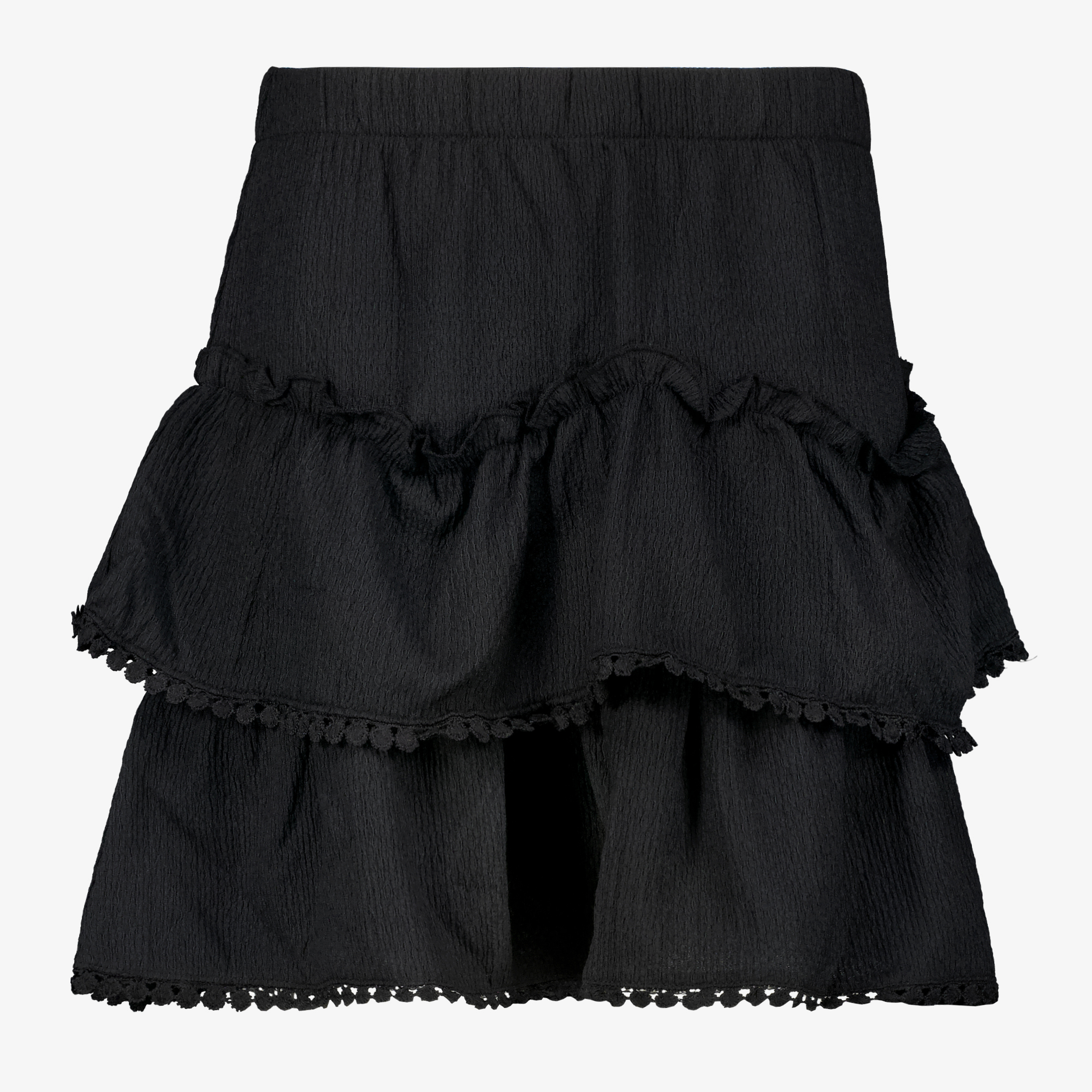 MyWay meisjes rok met ruches en franjes zwart