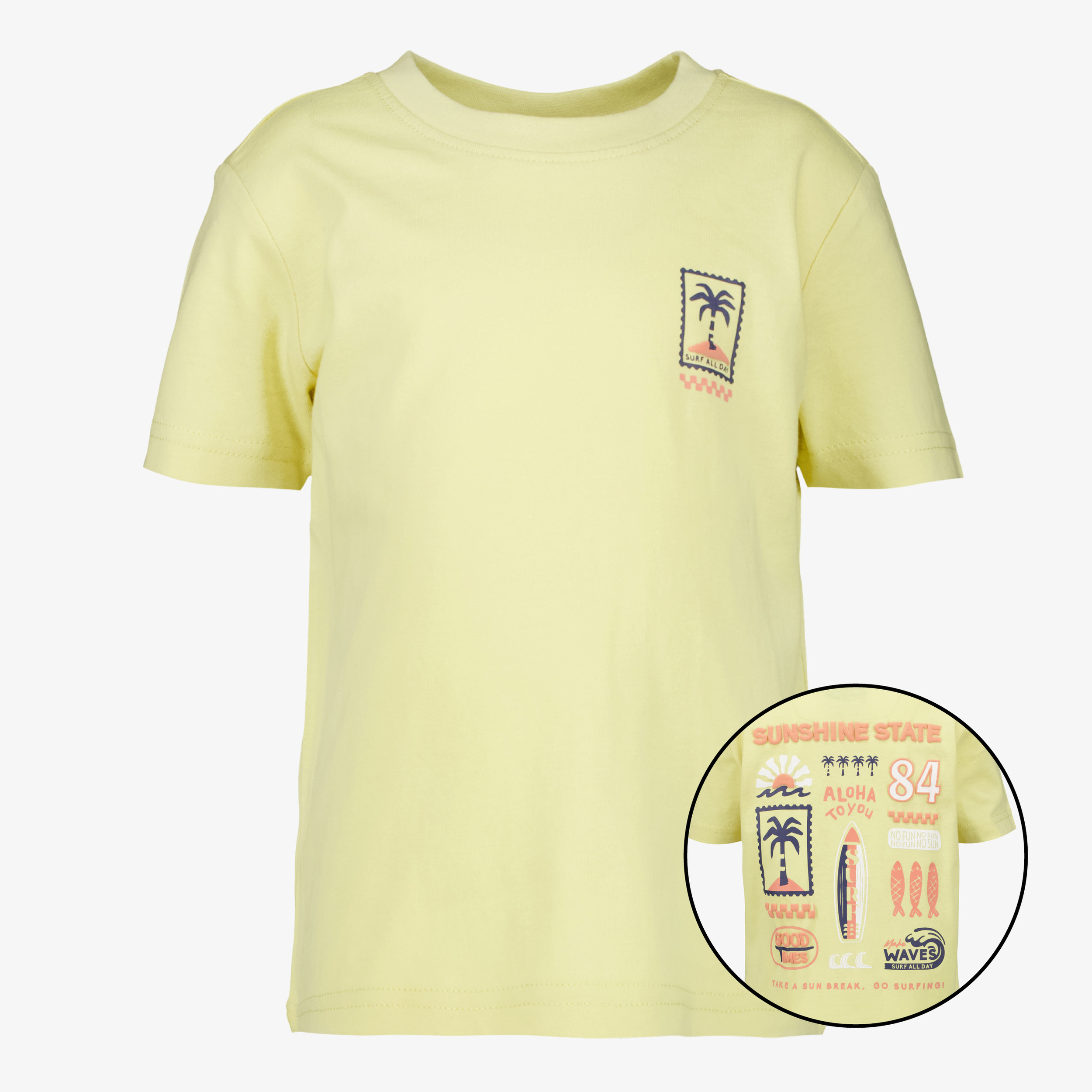 Unsigned jongens T-shirt met backprint geel