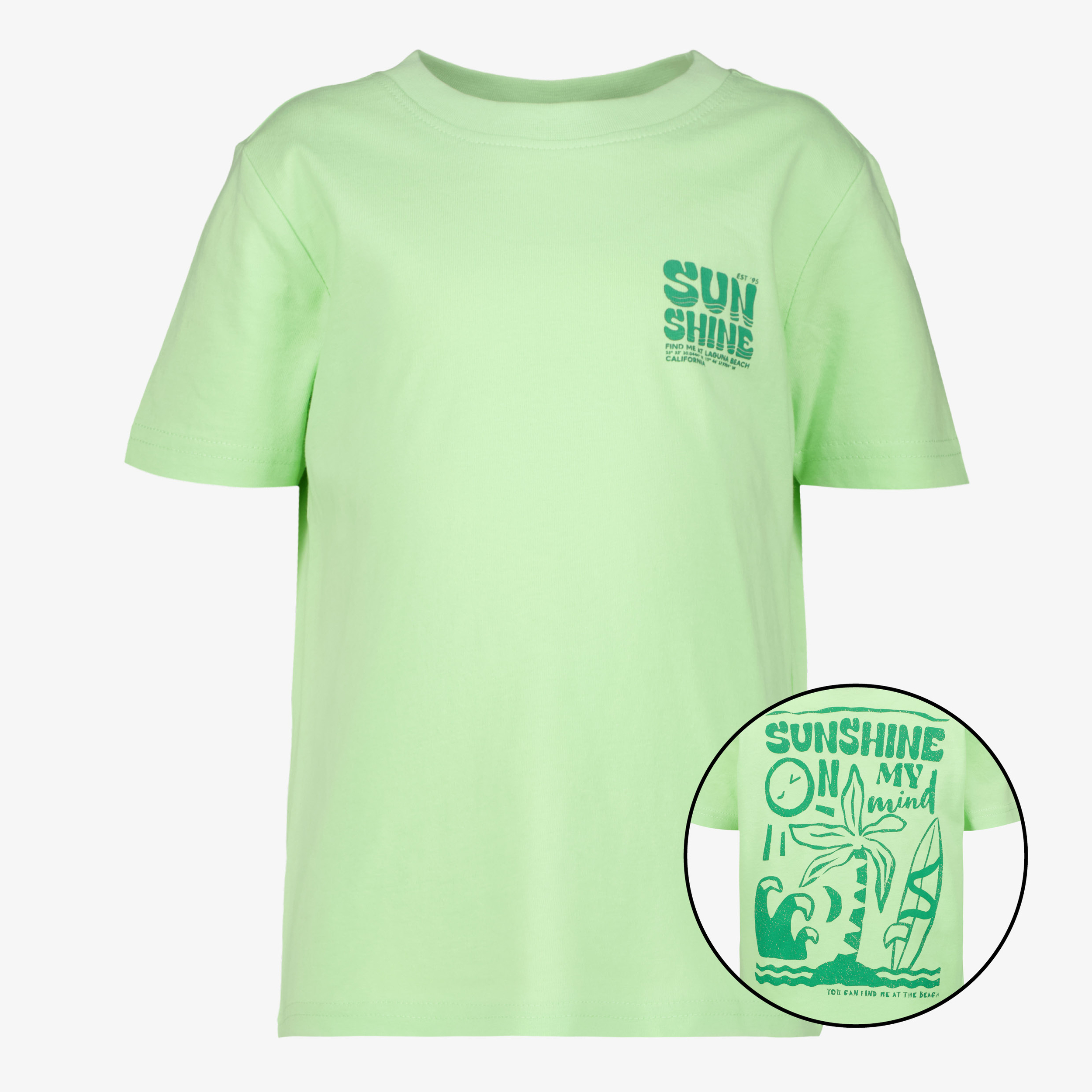 Unsigned jongens T-shirt met backprint lichtgroen Unsigned jongens T-shirt met backprint lichtgroen