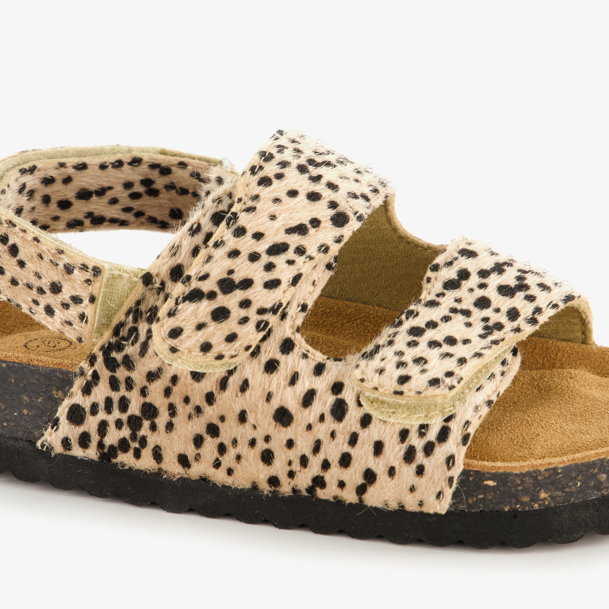 Meisjes bio sandalen met panterprint beige zwart – foto 5