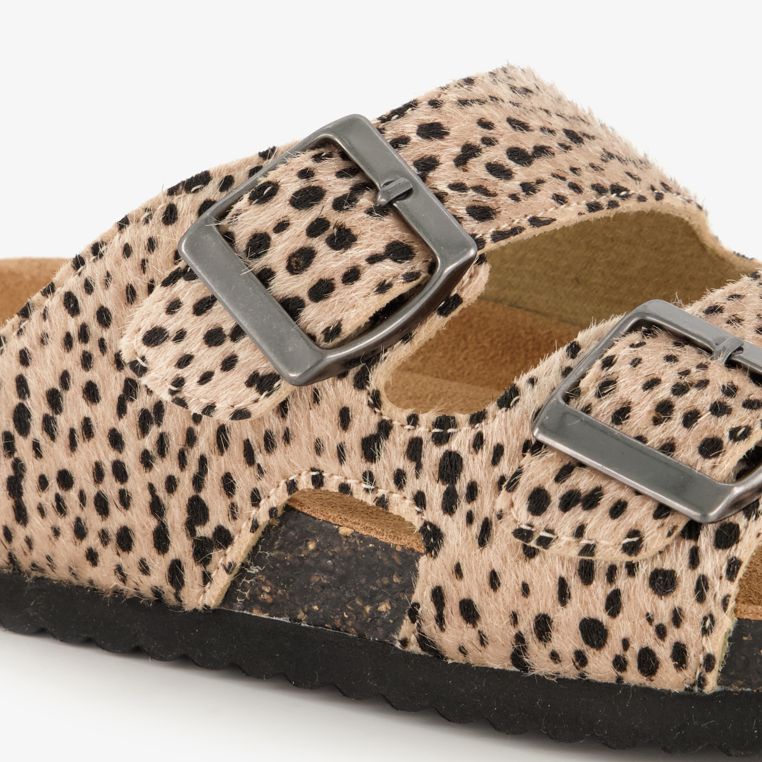 Dames bio slippers met panterprint beige zwart – foto 5