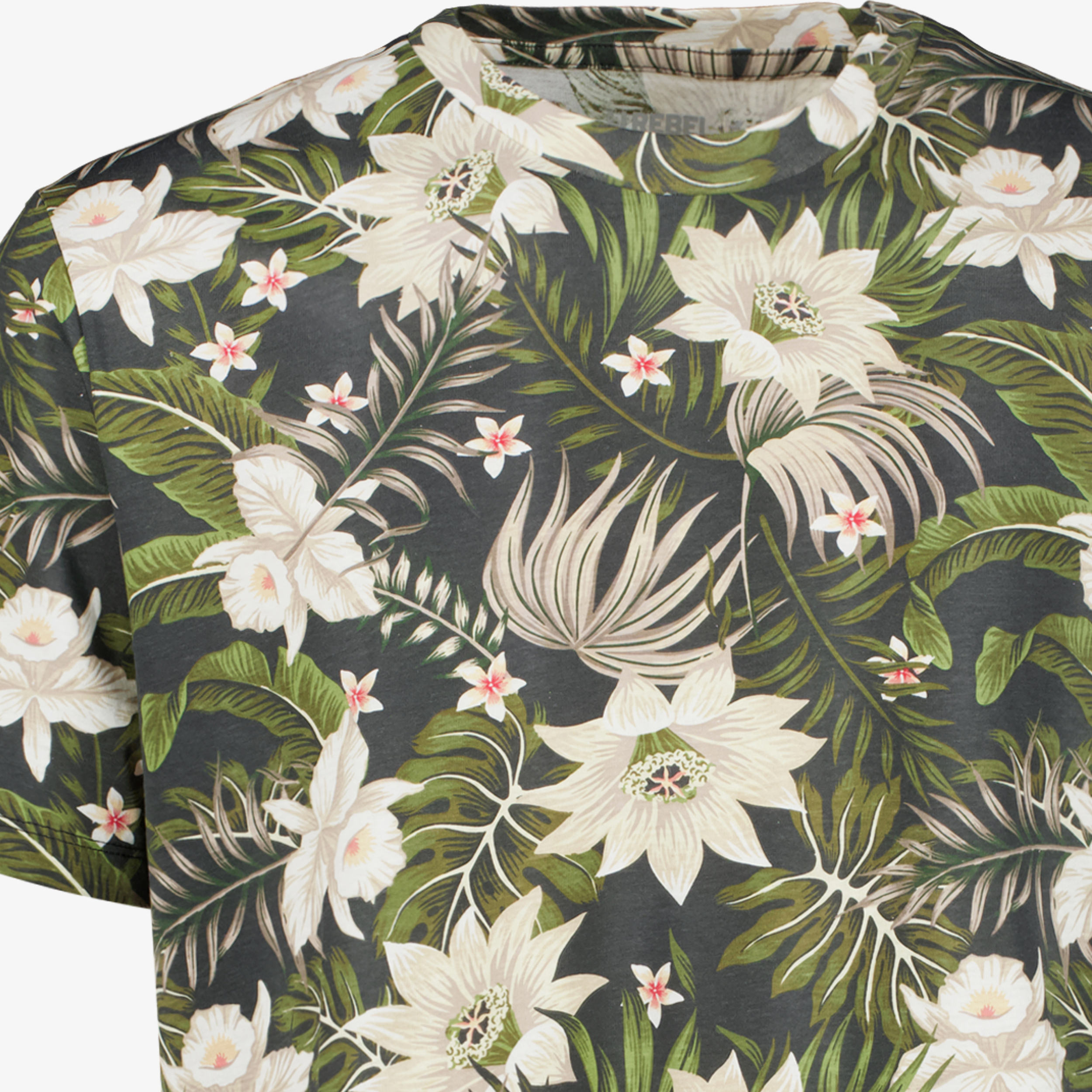 JJ REBEL heren T-shirt met tropische print groen t-shirts & tops – foto 2