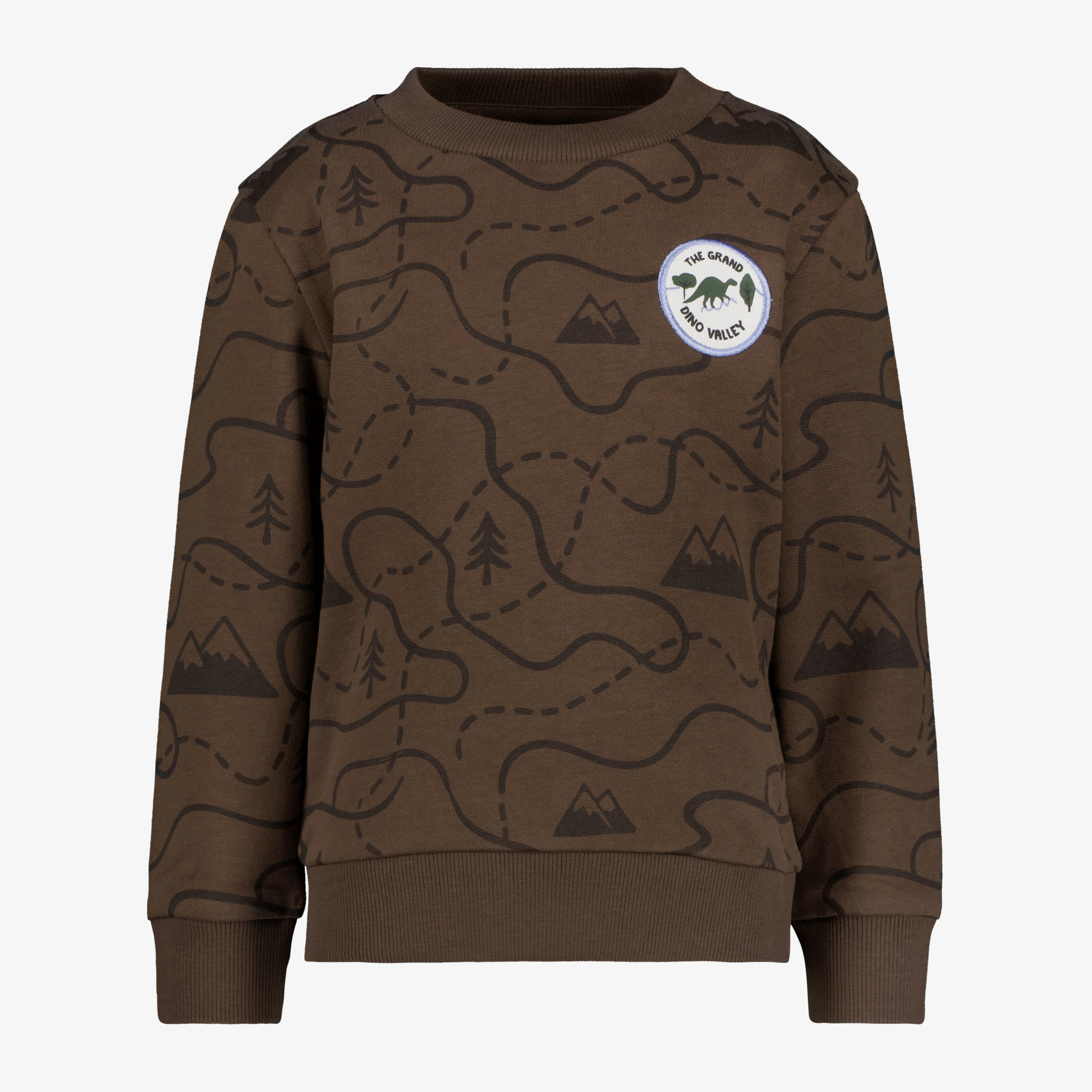 Unsigned jongens sweater met print bruin truien & vesten