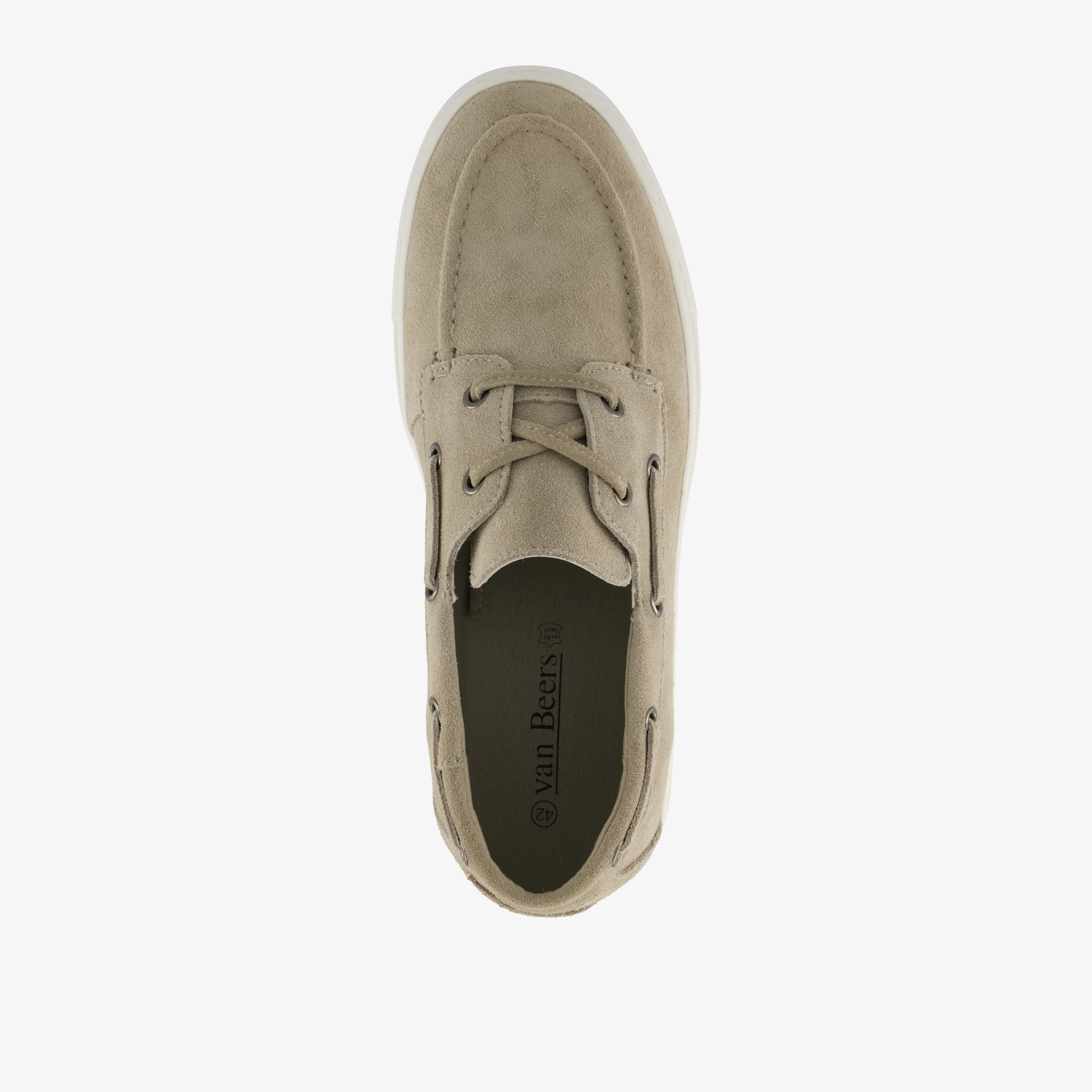Van Beer leren heren bootschoenen beige – foto 4