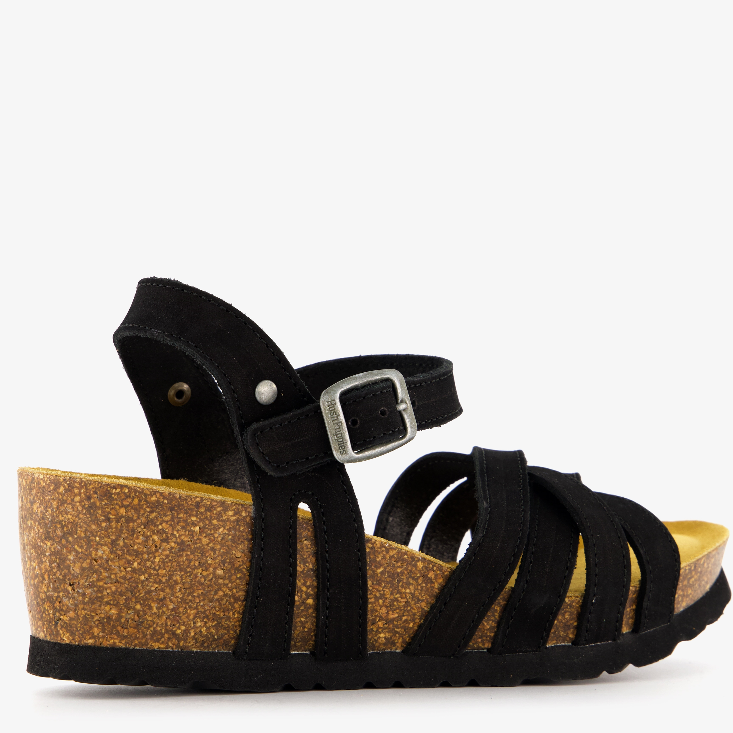 Hush Puppies leren sandalen met sleehak zwart