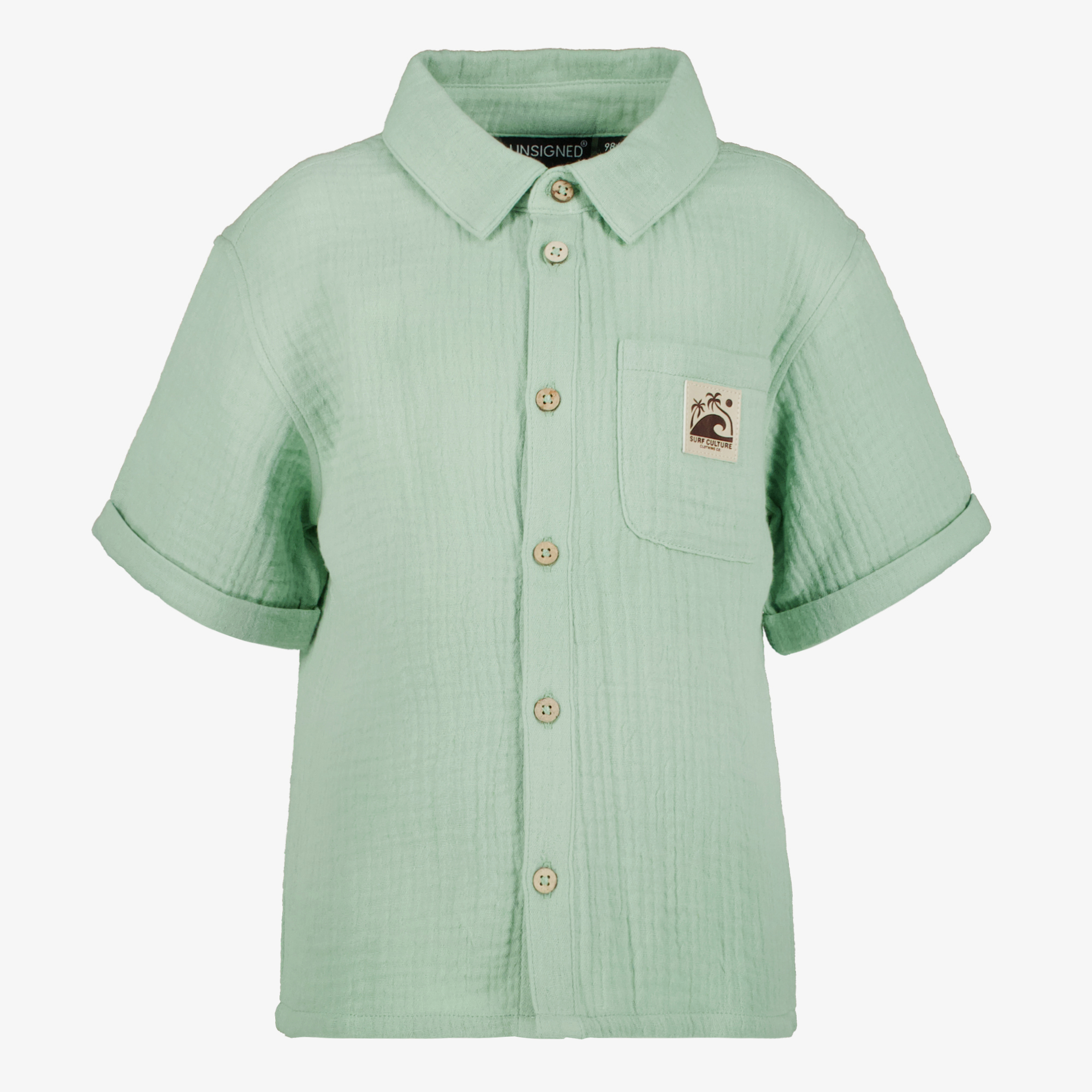 Unsigned jongens mousseline blouse groen