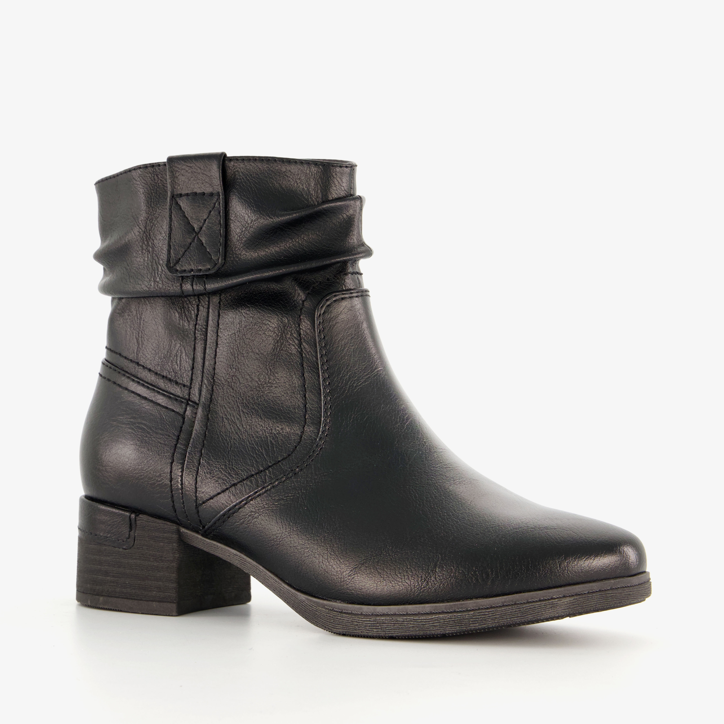 Softline dames enkellaarsjes met hak zwart