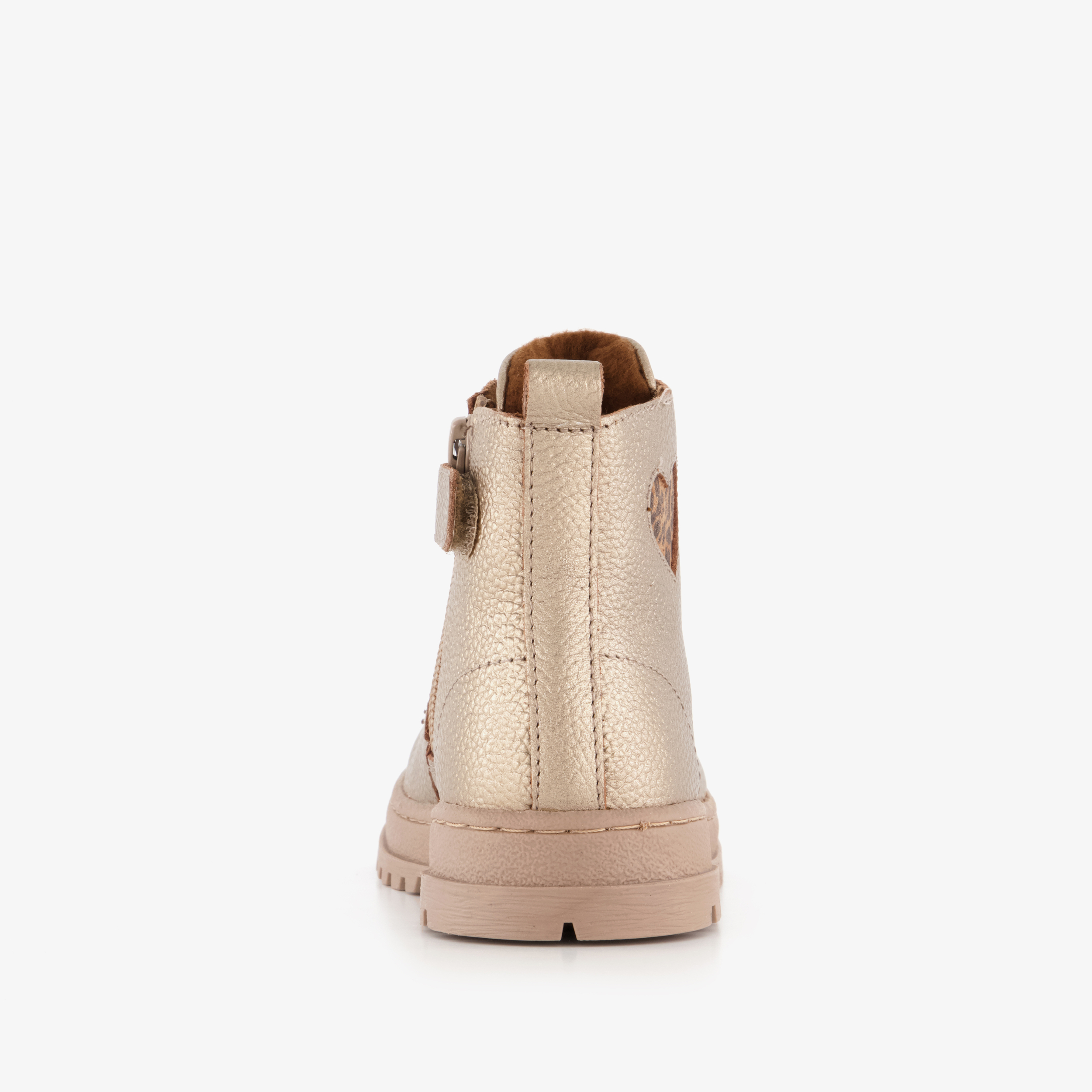 Groot leren meisjes veterboots met hartje goud – foto 2