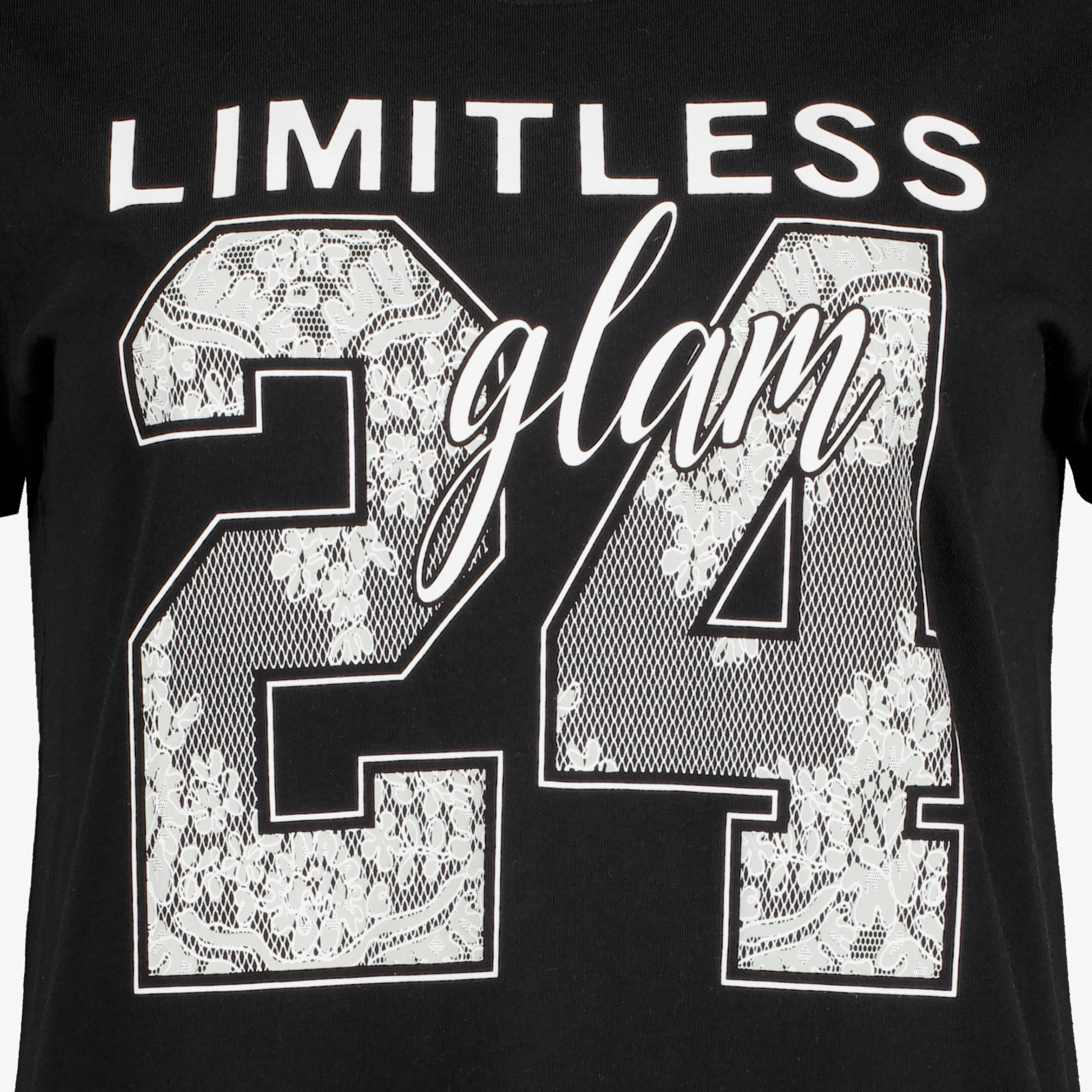 TwoDay dames T-shirt met kanten opdruk zwart t-shirts & tops – foto 2