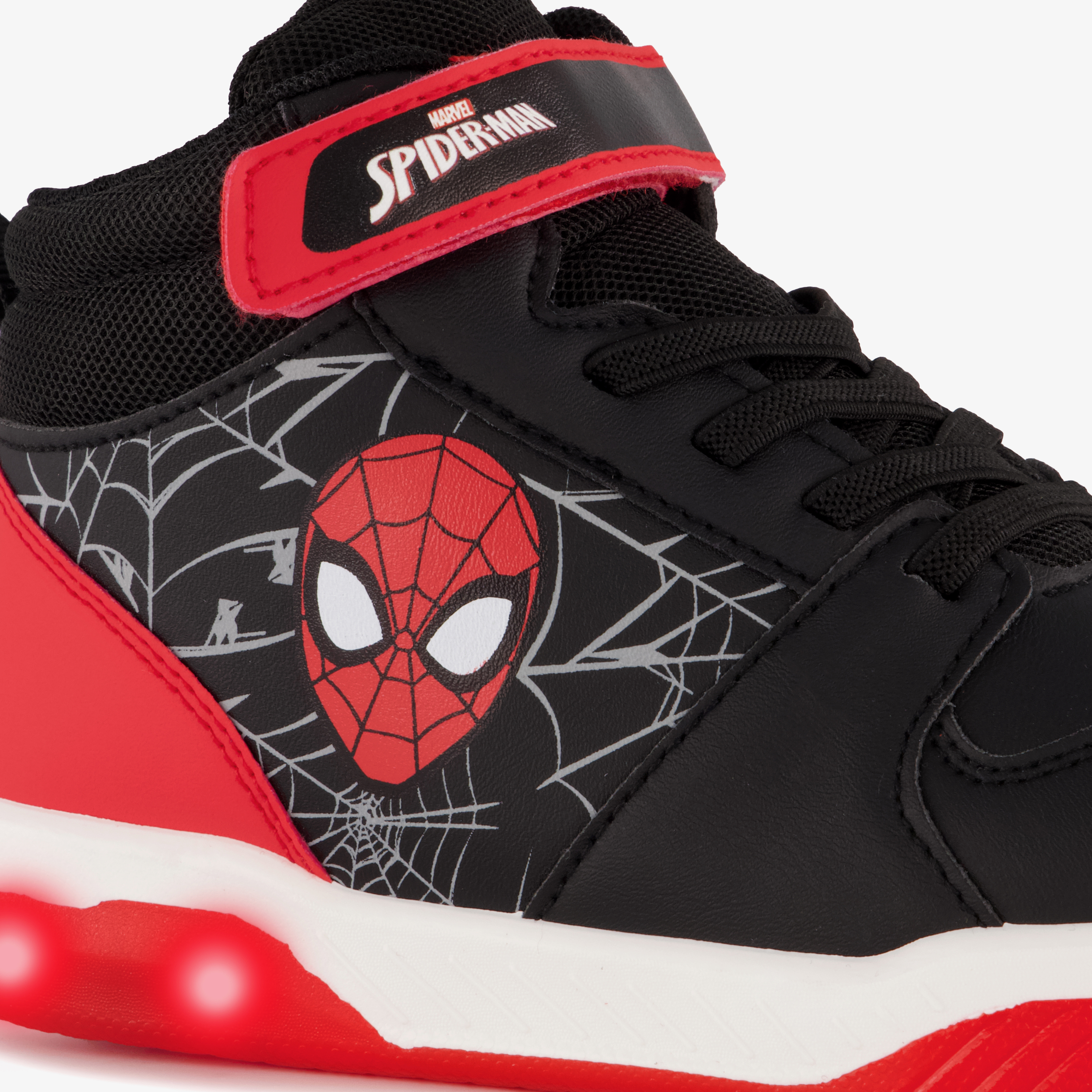 Spider-Man hoge jongens sneakers met lichtjes zwart rood – foto 5