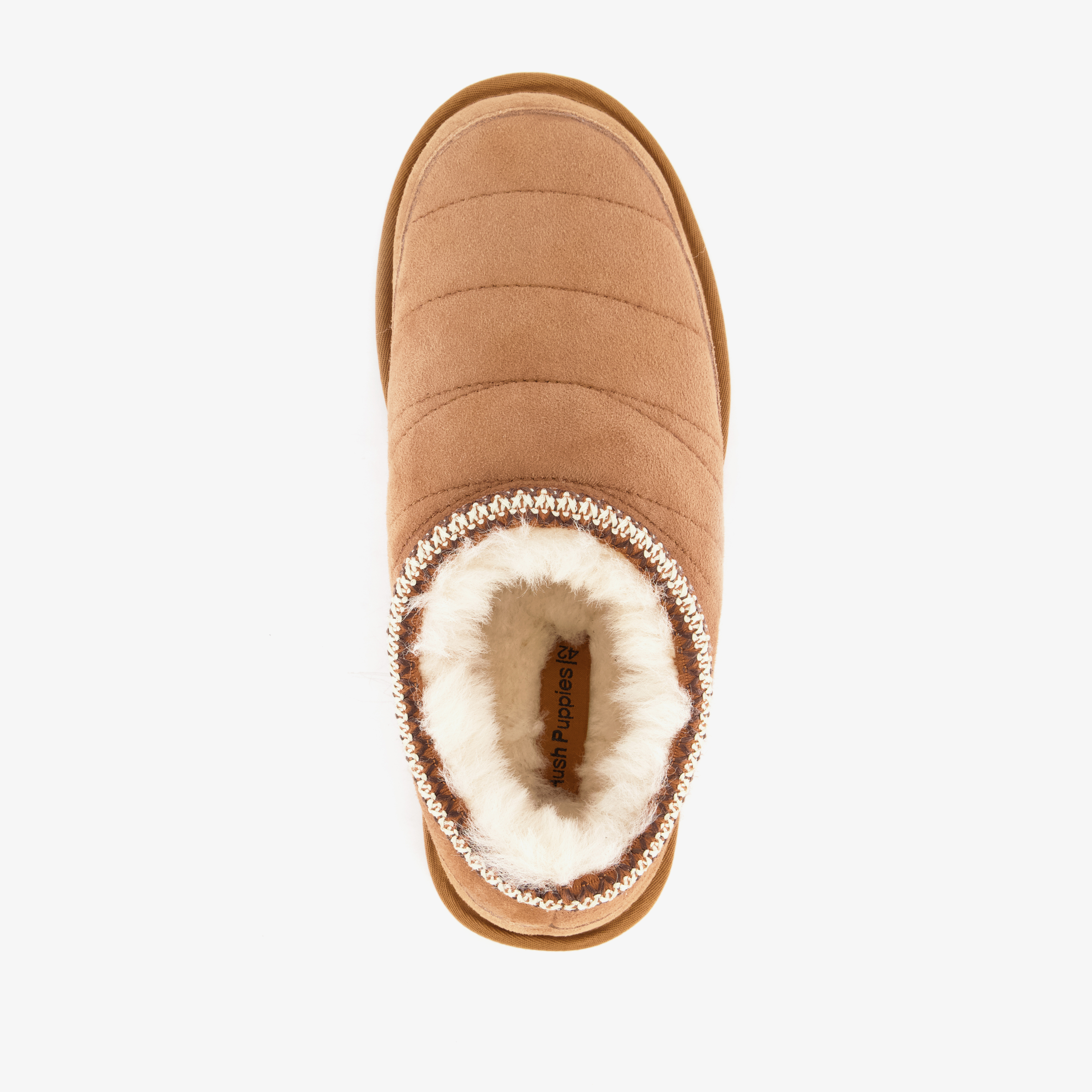 Hush Puppies leren heren pantoffels gevoerd cognac – foto 4
