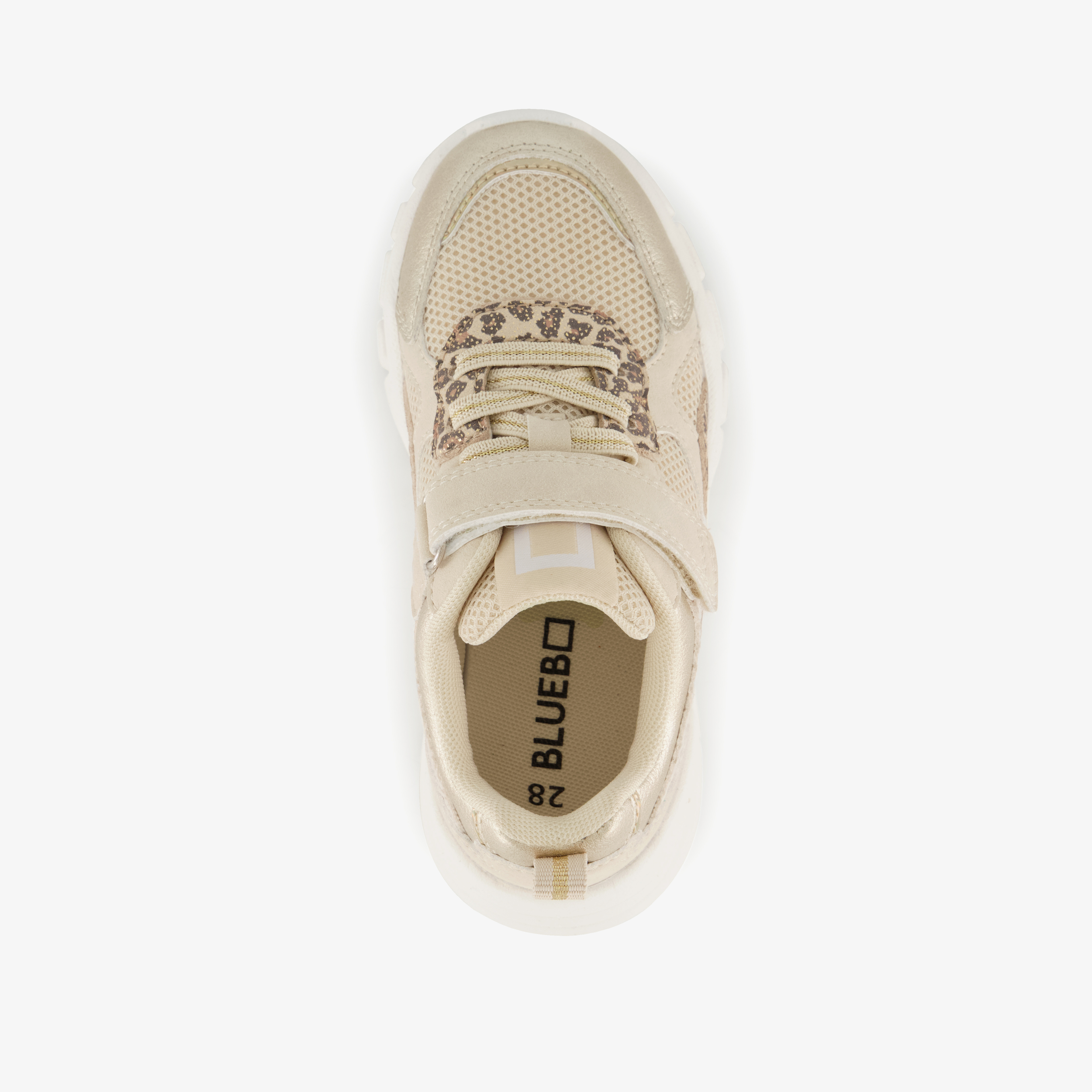 Blue Box meisjes sneakers met panterprint details beige goud – foto 4