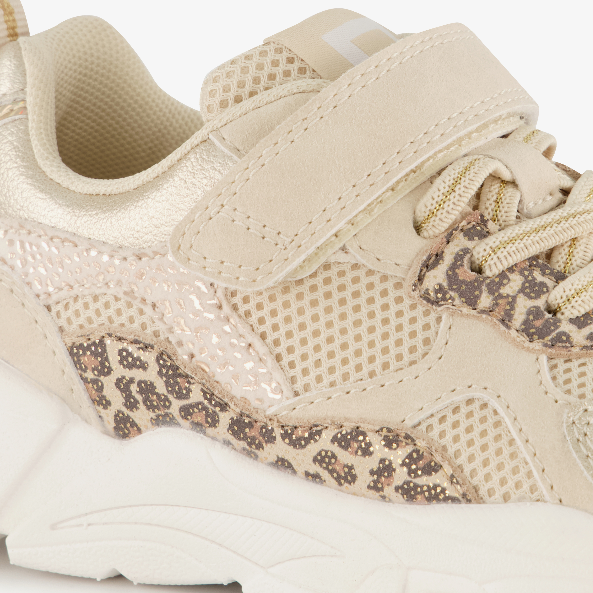 Blue Box meisjes sneakers met panterprint details beige goud – foto 5