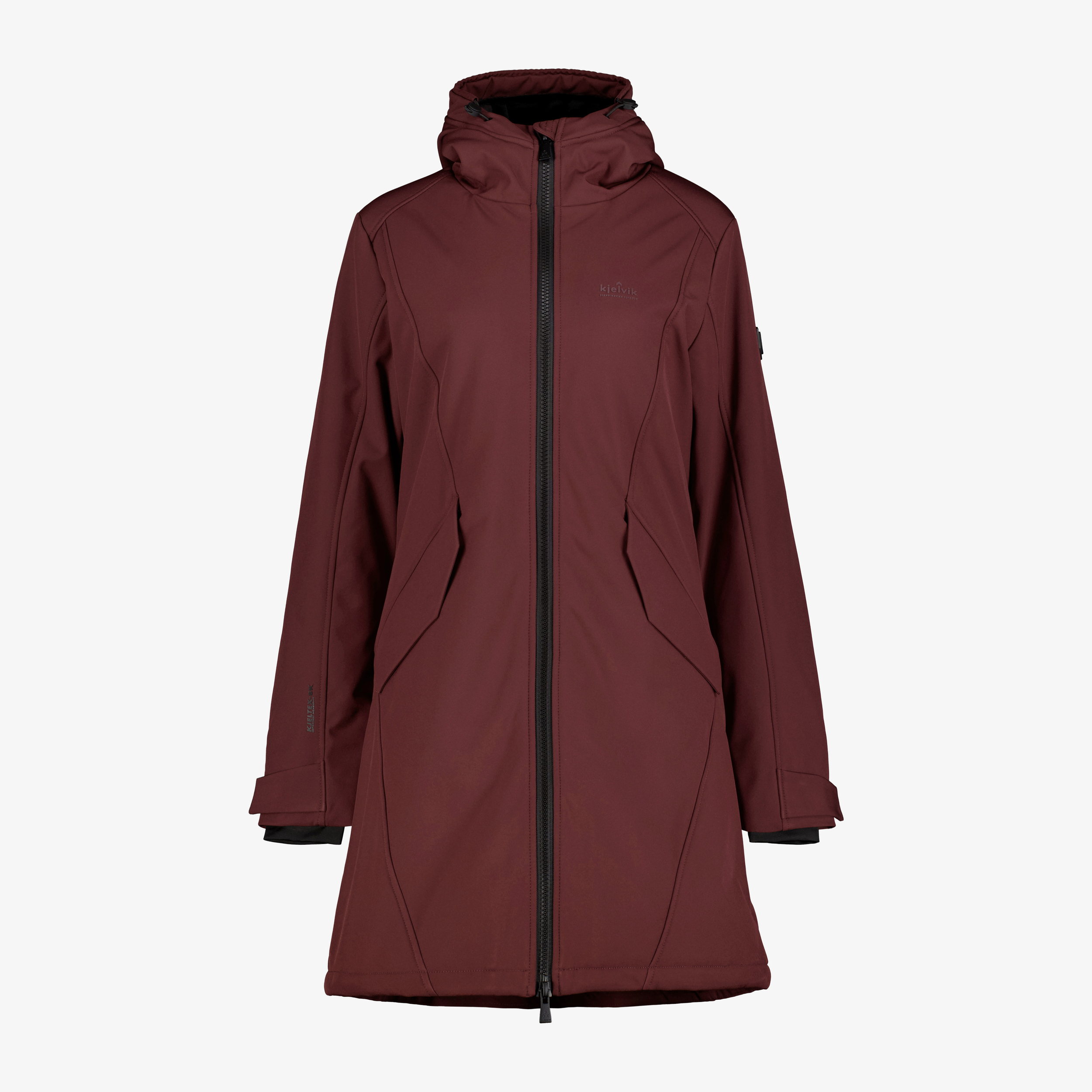 Kjelvik lange dames softshell jas bordeauxrood jassen
