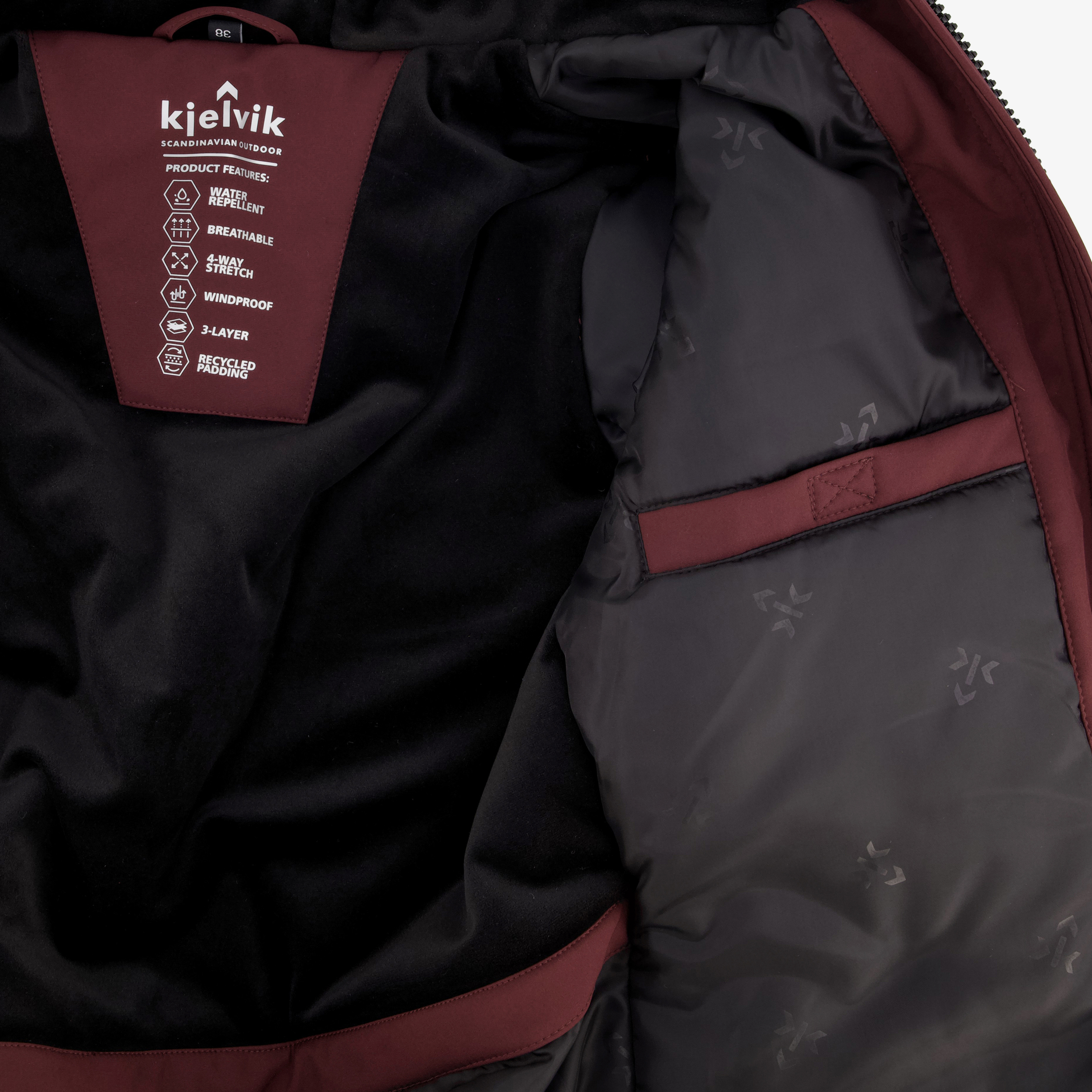 Kjelvik lange dames softshell jas bordeauxrood jassen – foto 3