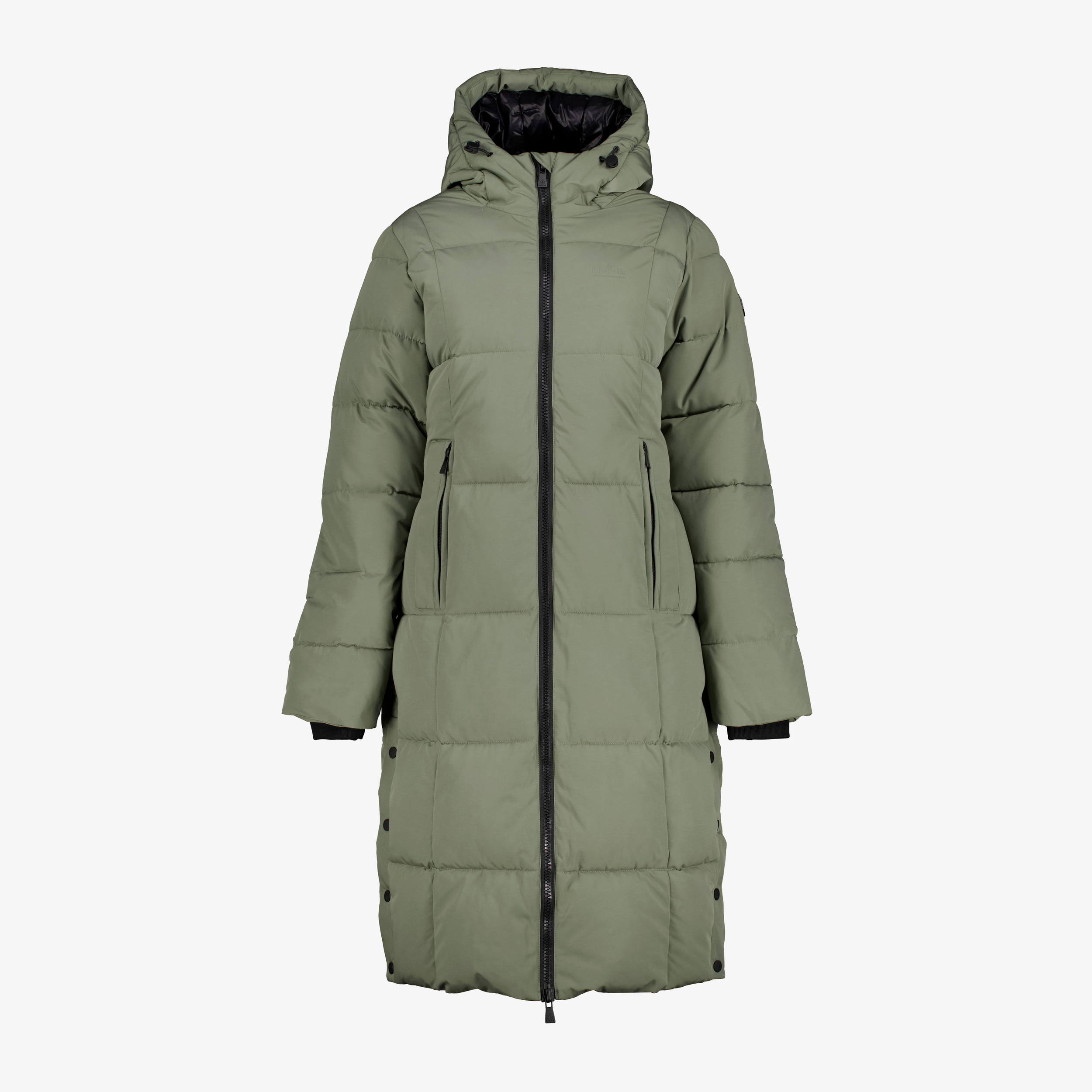 Kjelvik lange dames winterjas gewatteerd groen jassen