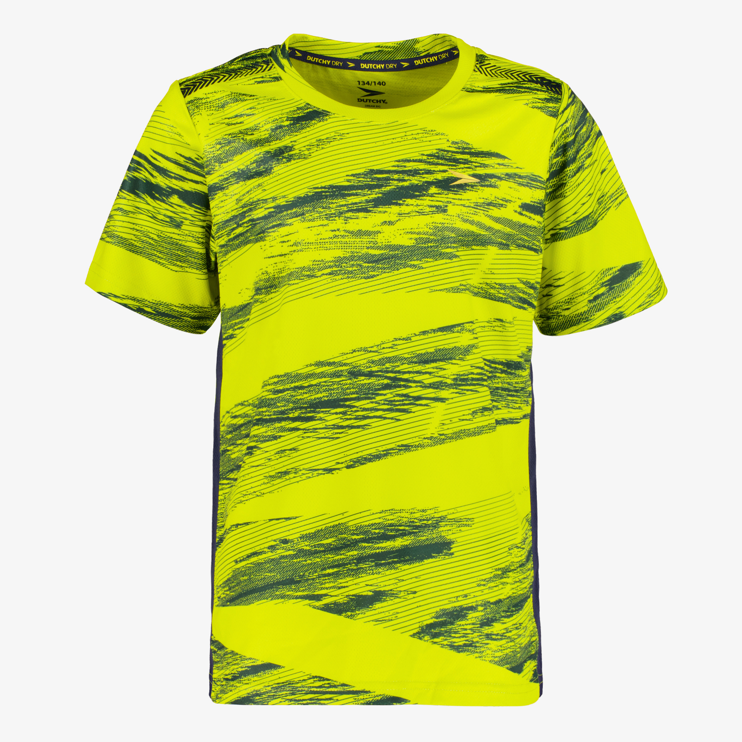 Dutchy Dry kinder voetbal T-shirt geel zwart
