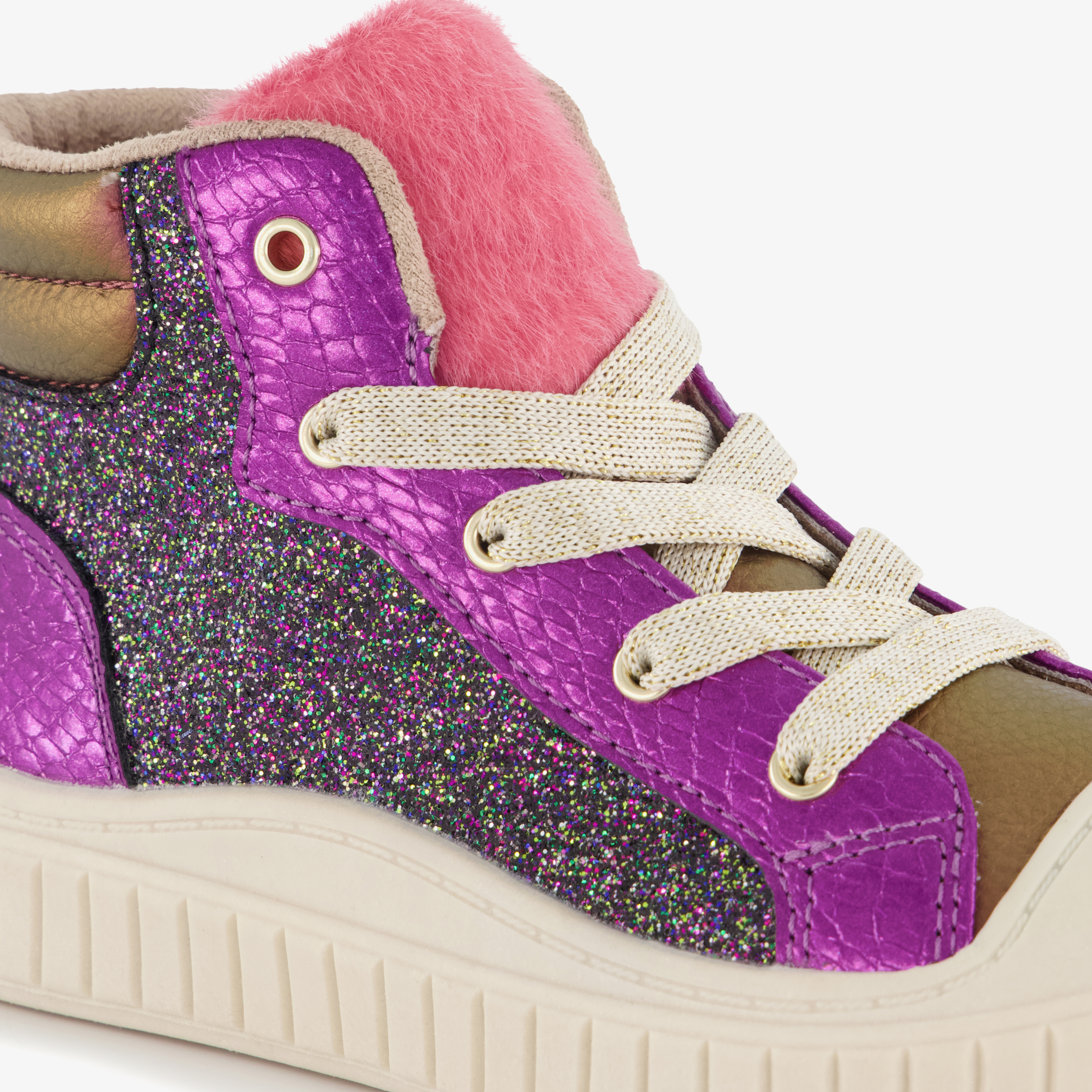 Blue Box meisjes sneakers met glitters paars roze – foto 5