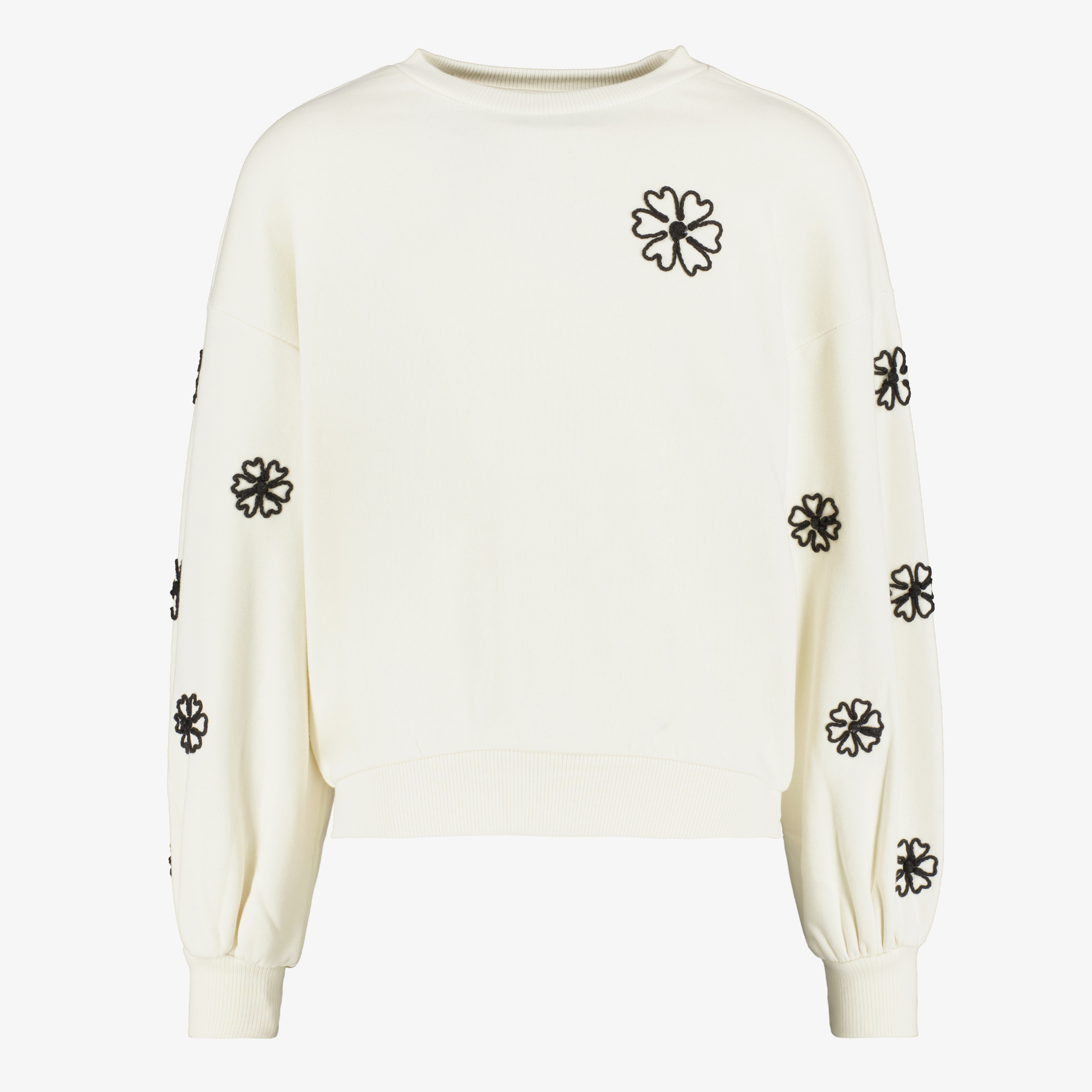 MyWay meisjes sweater met borduursels wit zwart