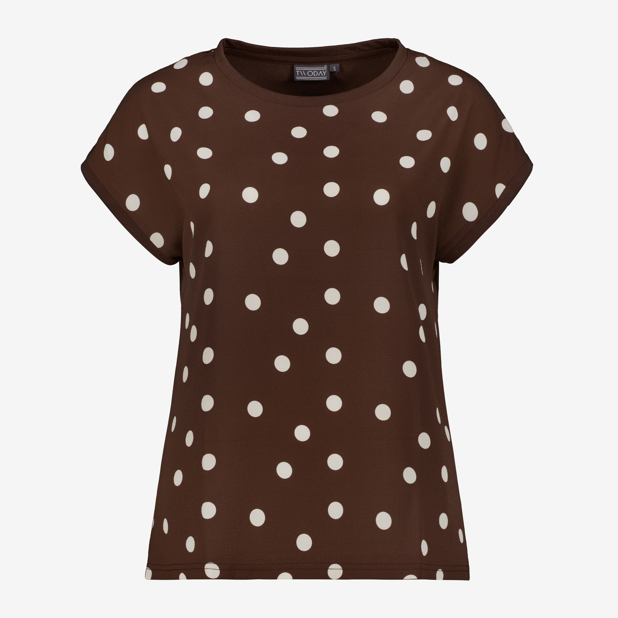 TwoDay dames T-shirt met stippen bruin wit t-shirts & tops