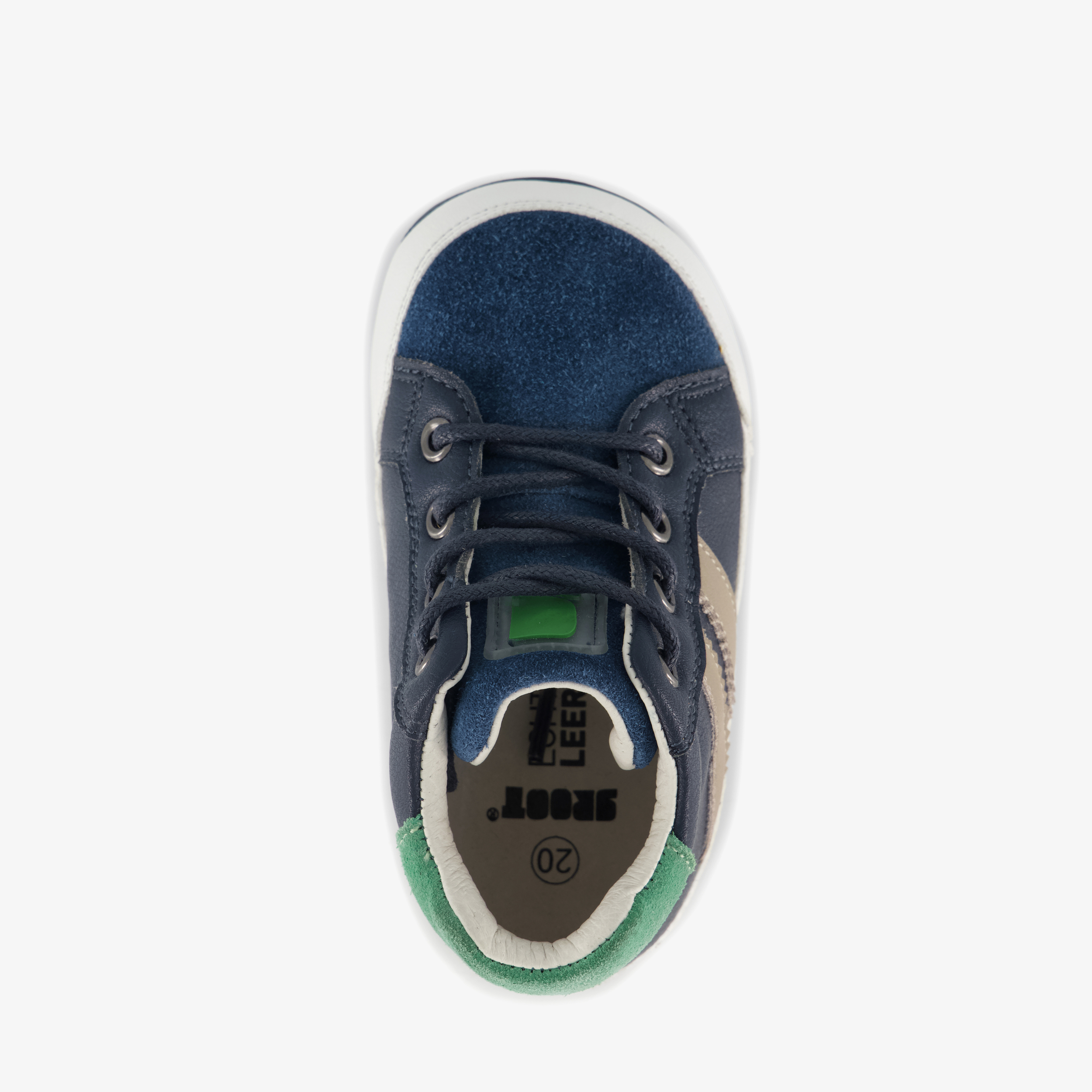 Groot leren babyschoenen met strepen donkerblauw jongens – foto 4