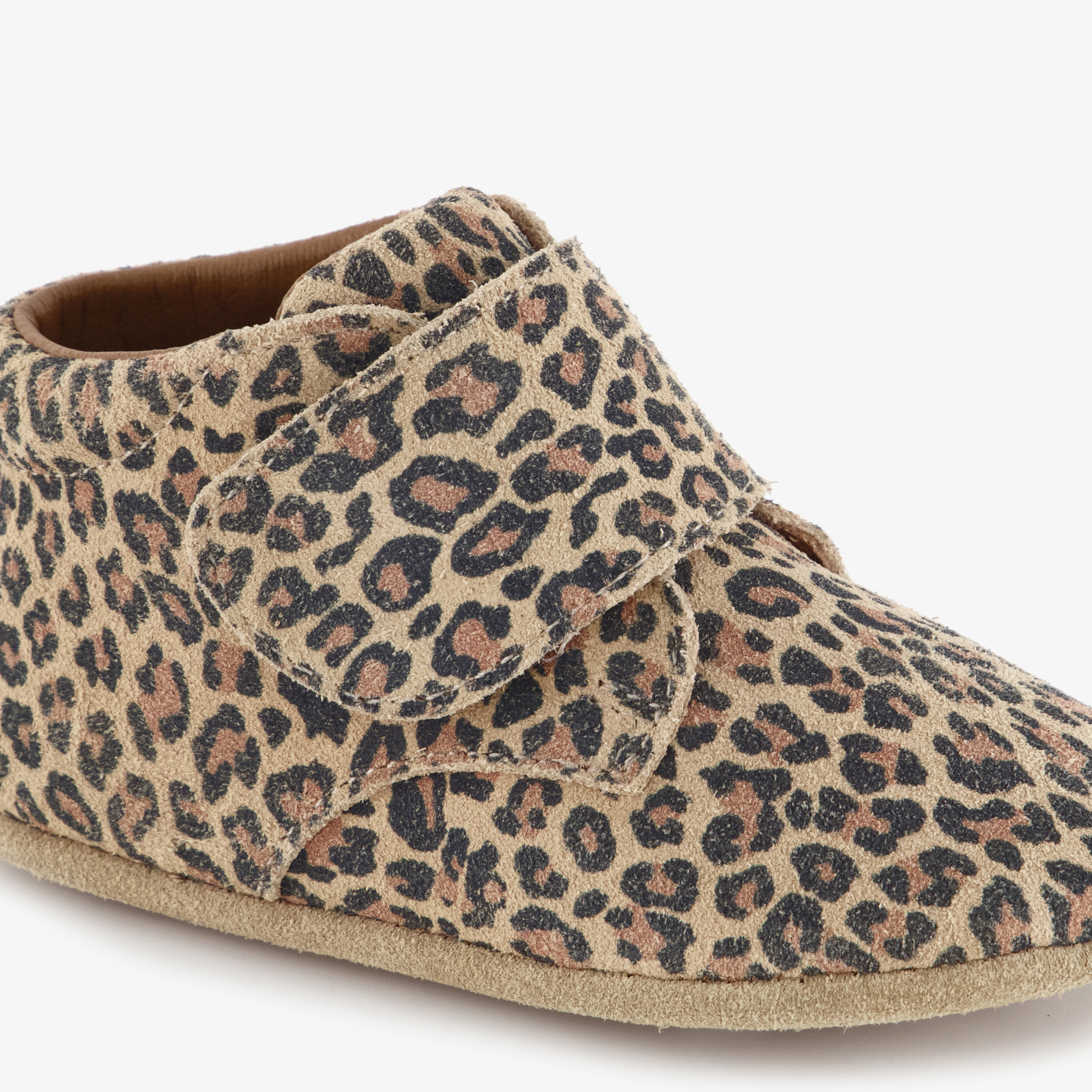 Groot leren babyschoenen met panterprint bruin beige meisjes – foto 5